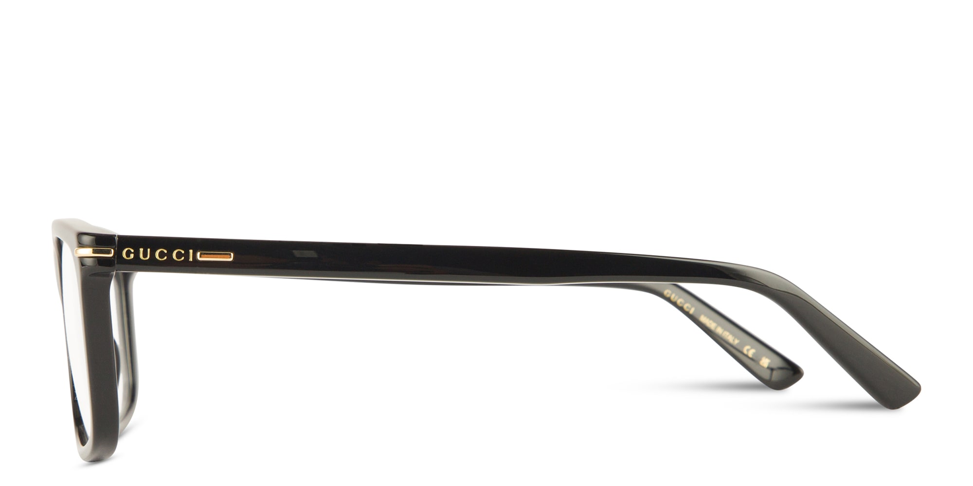 Shop GUCCI Wide Rectangle Eyeglasses in Black online.