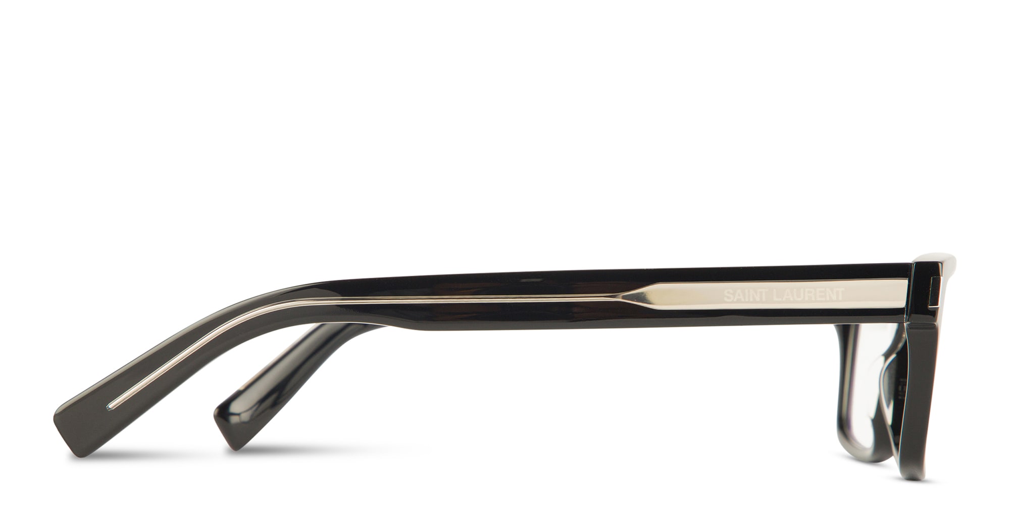 Shop SAINT LAURENT Wide Rectangle Eyeglasses in Black online.