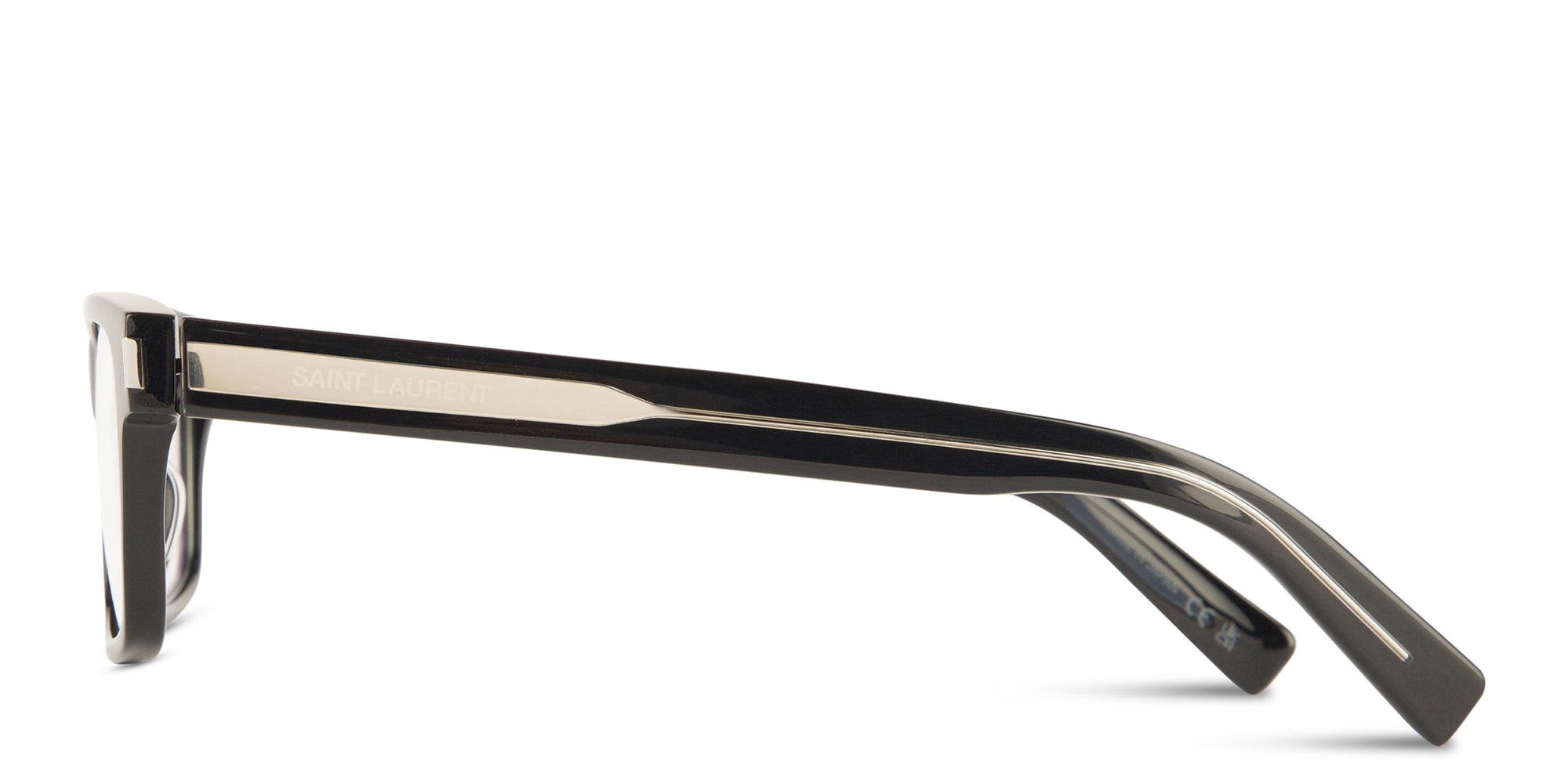 Shop SAINT LAURENT Wide Rectangle Eyeglasses in Black online.