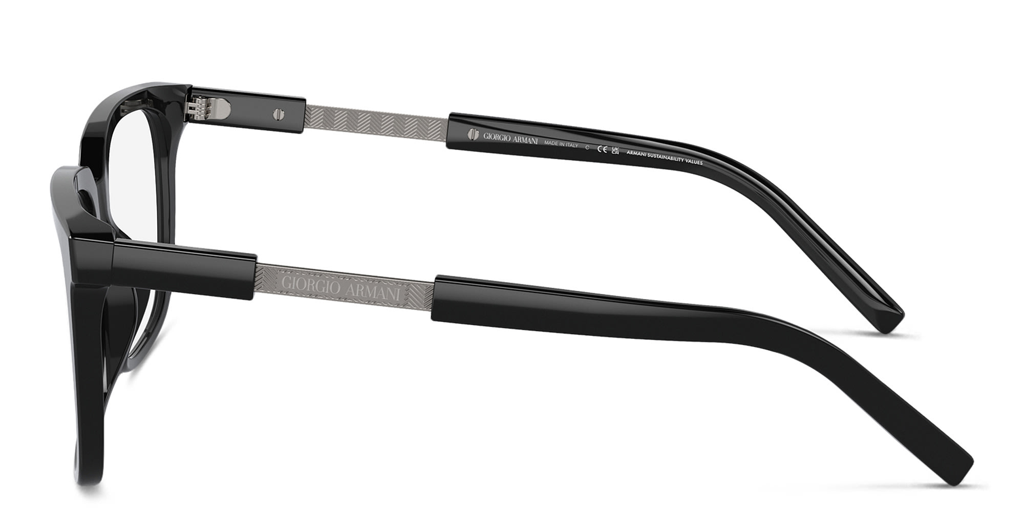 Shop GIORGIO ARMANI Rectangle Eyeglasses in Black online.