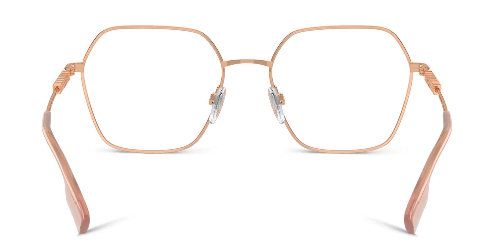 Shop BURBERRY Logo Irregular Eyeglasses in Rose Gold online.