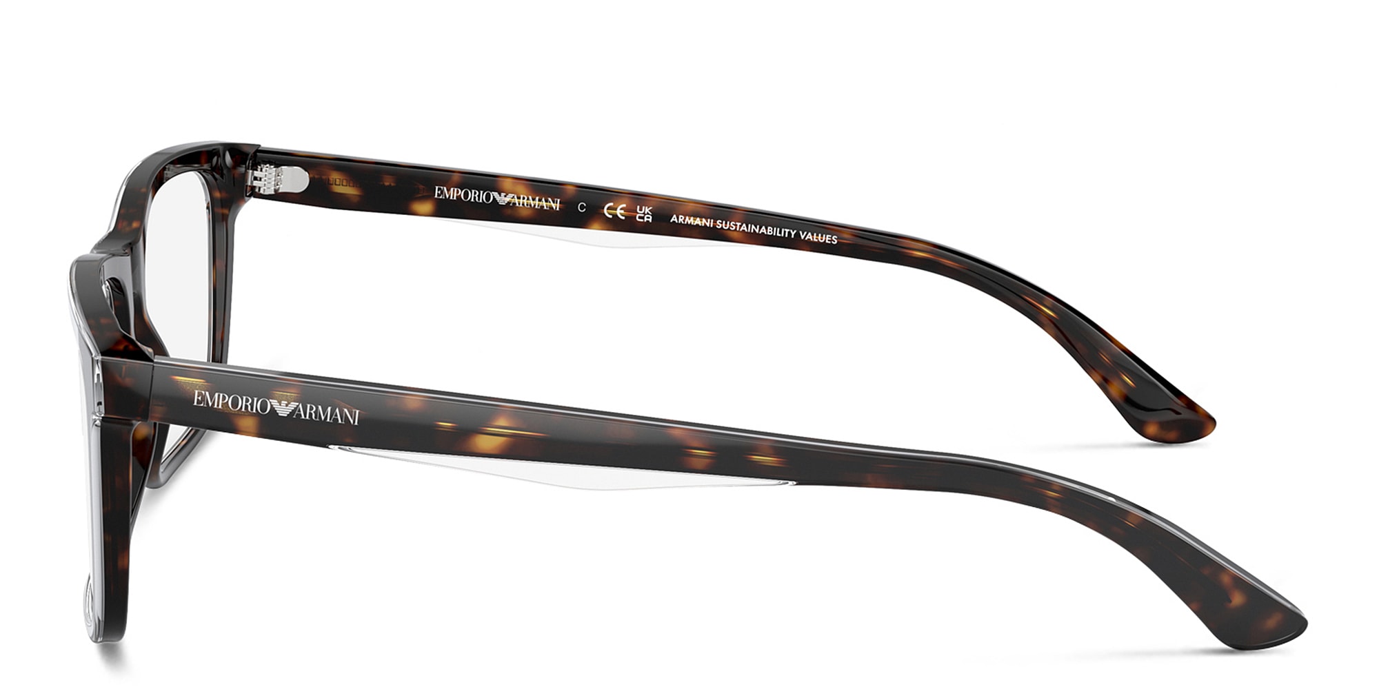 Shop Emporio Armani Wide Pillow Eyeglasses in Havana online.