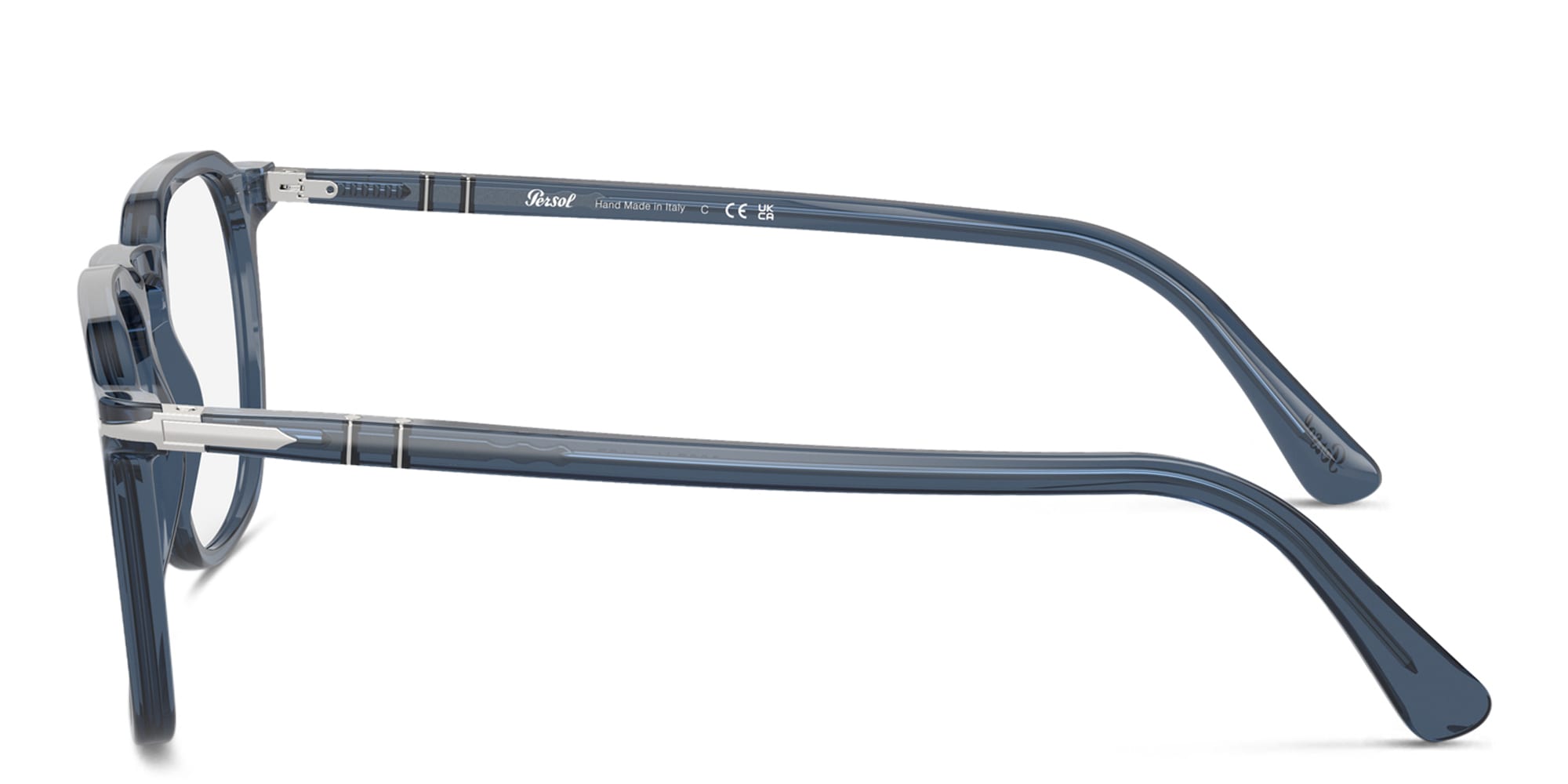 Shop PERSOL Unisex Panthos Eyeglasses in Transparent Blue online.