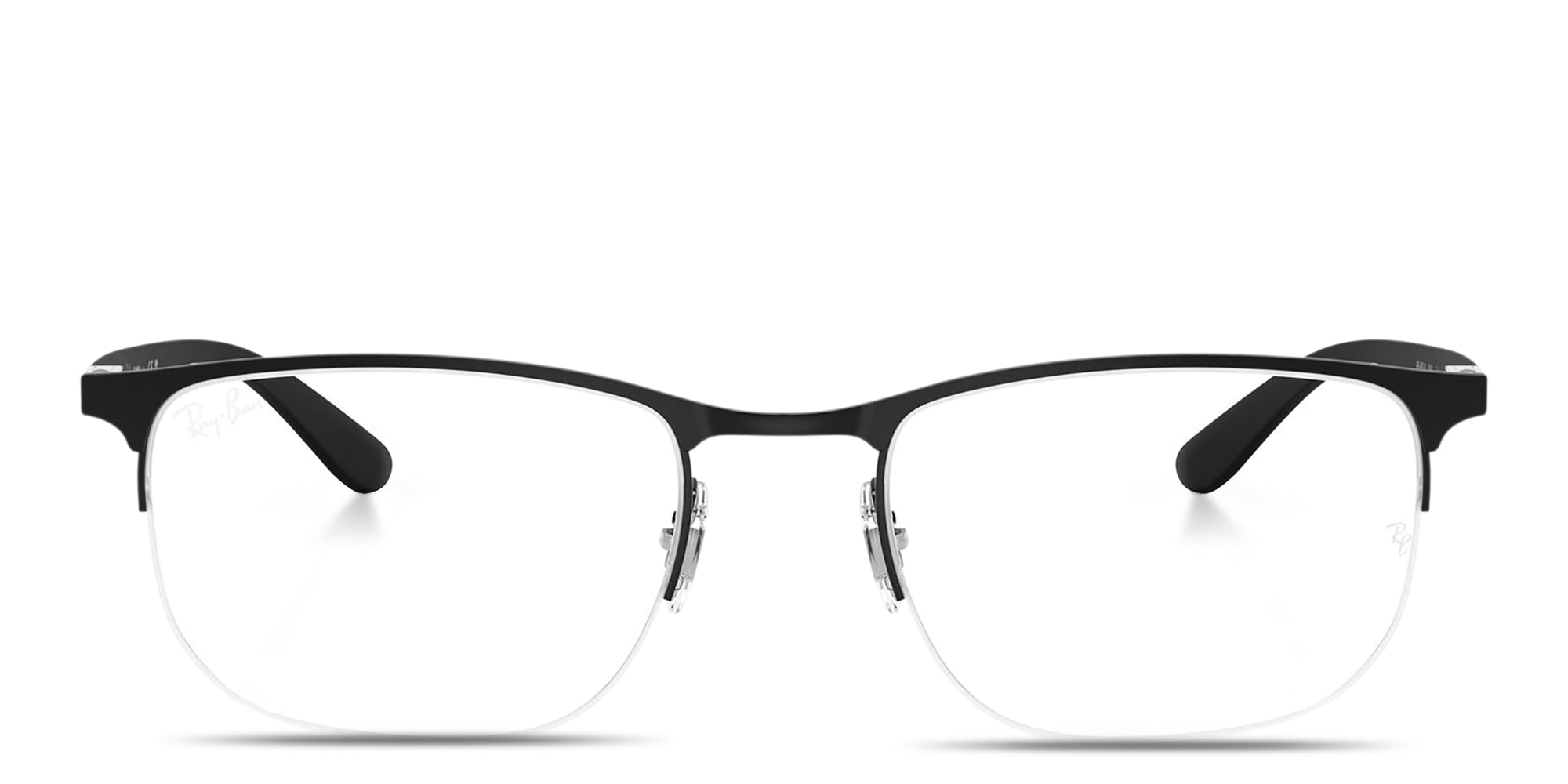 Shop Ray-Ban Optics Unisex Half-Rim Irregular Eyeglasses in Matte Black online.