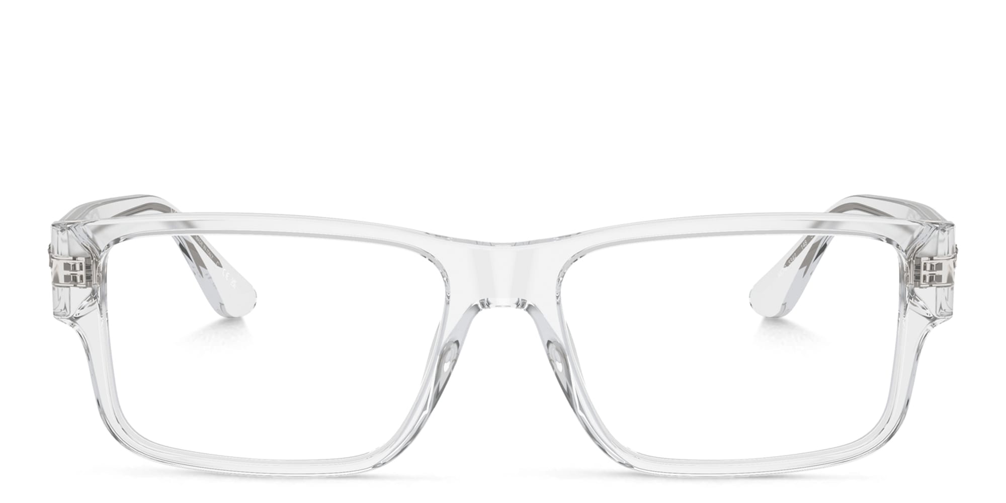 Shop VERSACE Medusa Wide Rectangle Eyeglasses in Clear online.