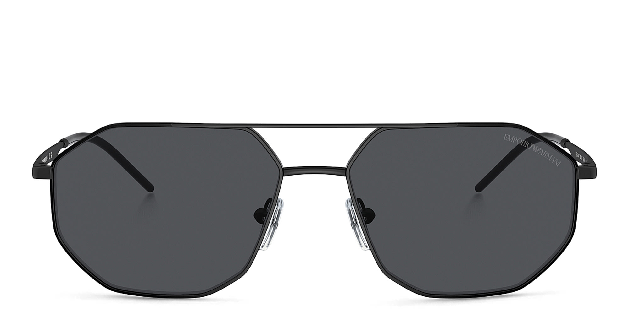 Shop Emporio Armani Irregular Sunglasses in Matte Black online.