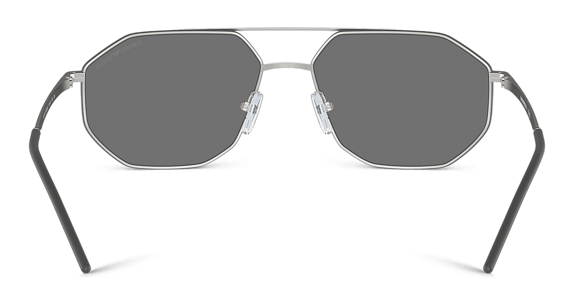 Shop Emporio Armani Irregular Sunglasses in Matte Silver online.