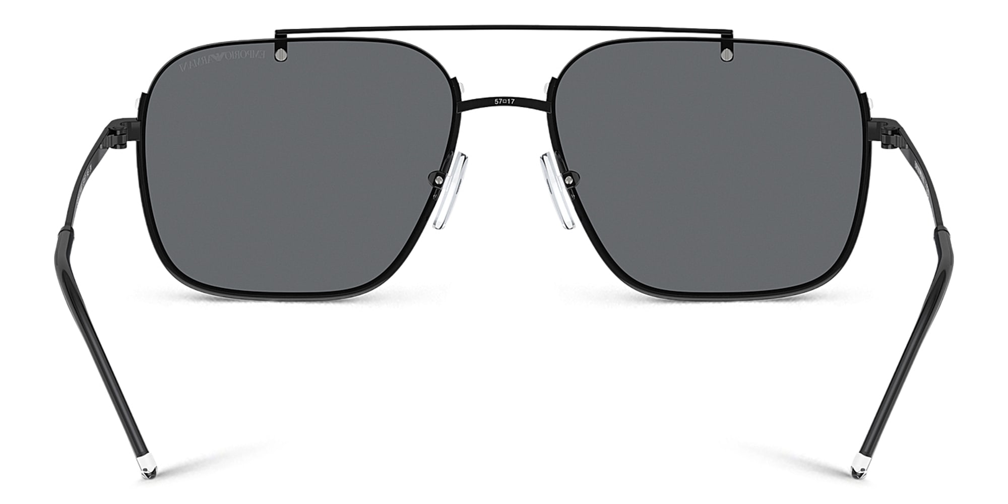 Shop Emporio Armani Rectangle Sunglasses in Shiny Black online.