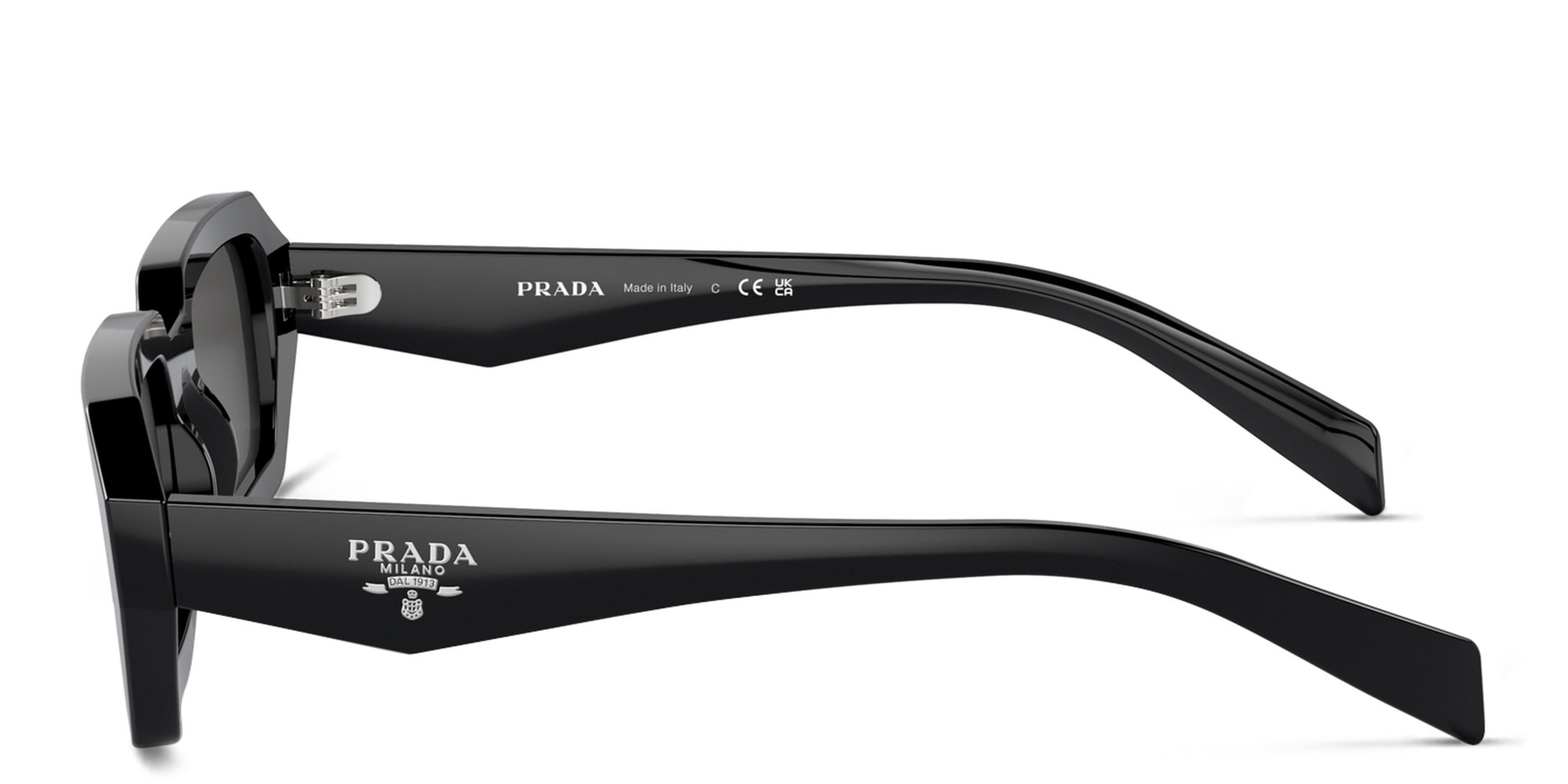 Shop PRADA Rectangle Sunglasses in Black online.