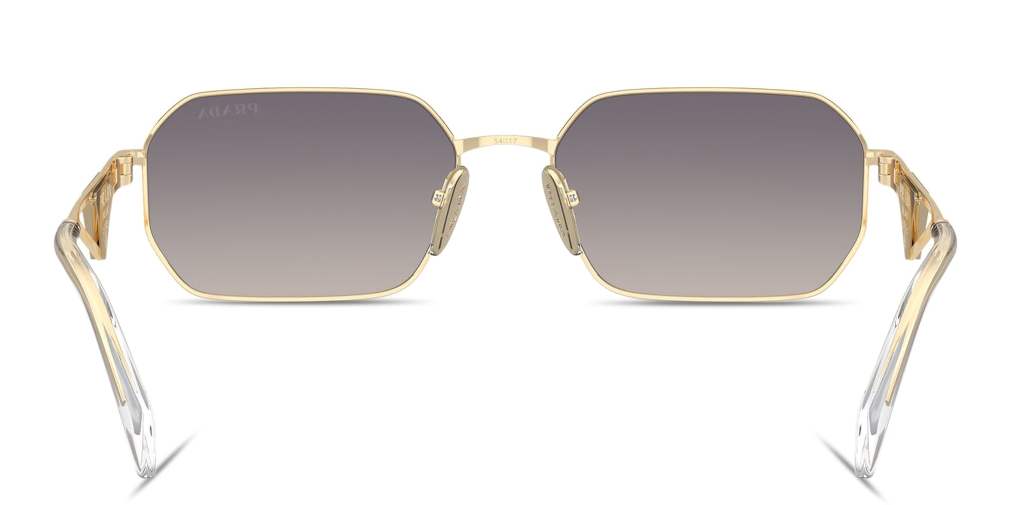 Shop PRADA Triangle Logo Irregular Sunglasses in Gold online.