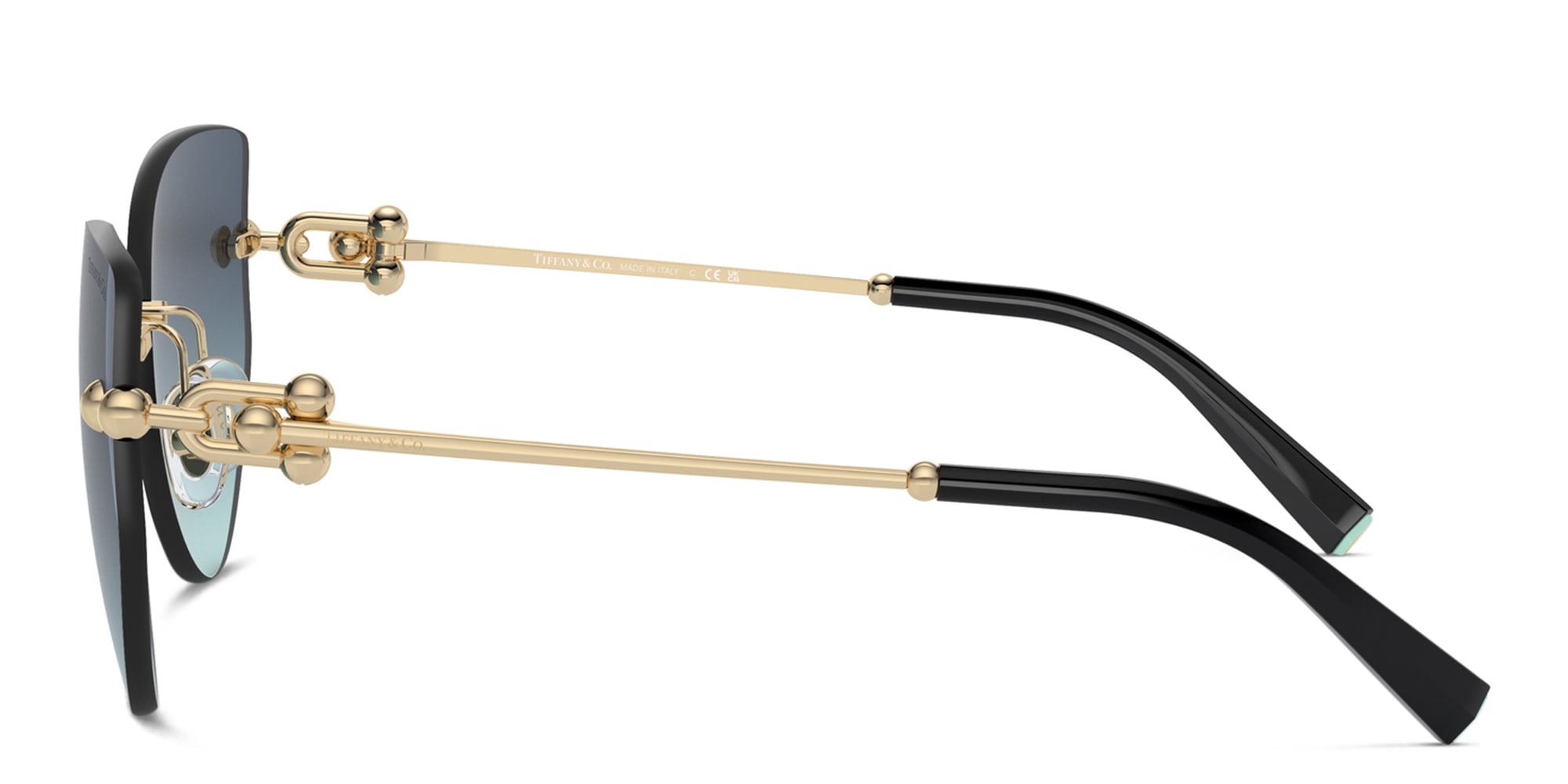 Shop TIFFANY Tiffany HardWear Wide Rimless Butterfly Sunglasses in Pale Gold online.