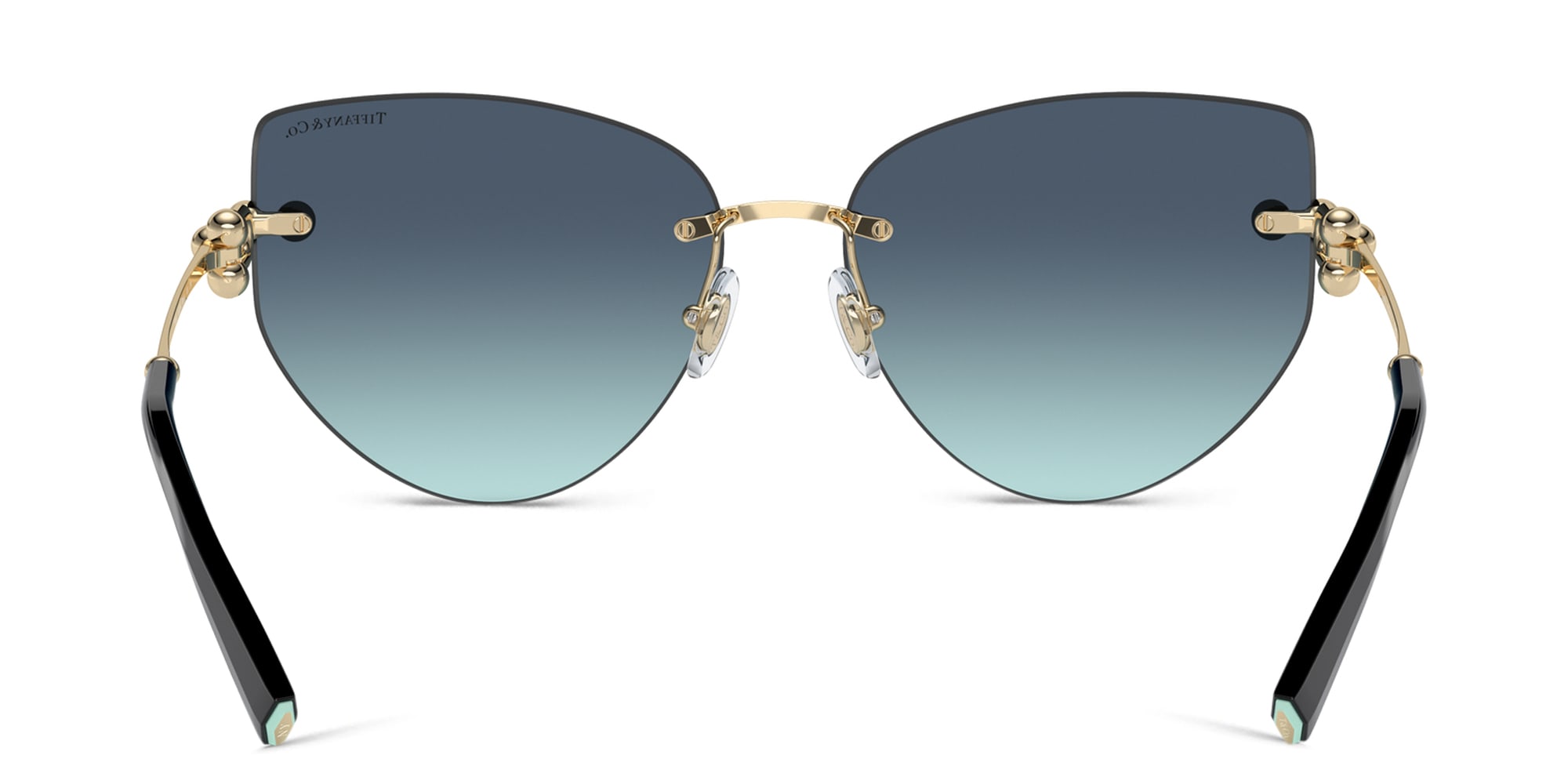 Shop TIFFANY Tiffany HardWear Wide Rimless Butterfly Sunglasses in Pale Gold online.