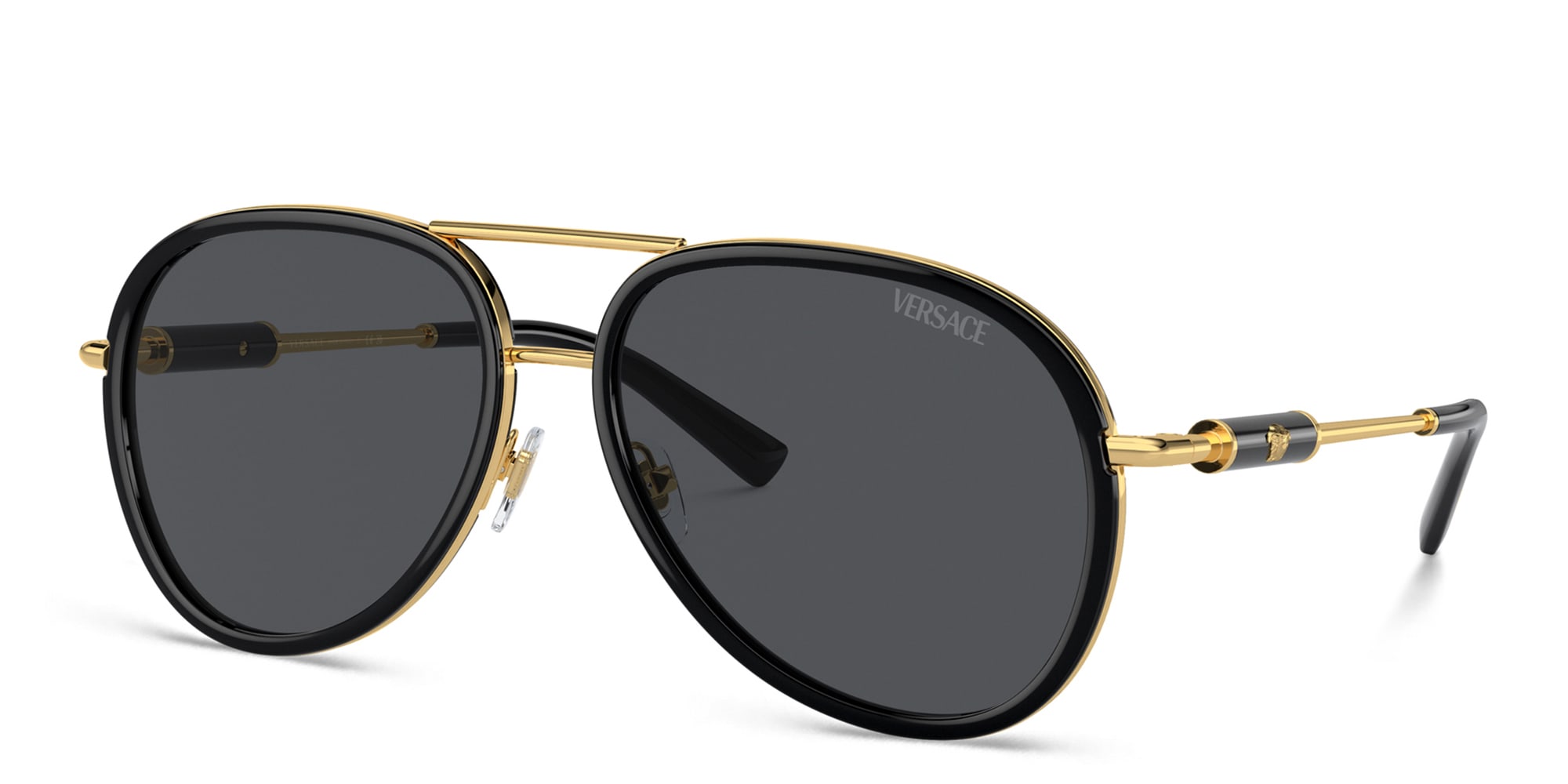 Shop VERSACE Unisex Pilot Sunglasses in Black online.