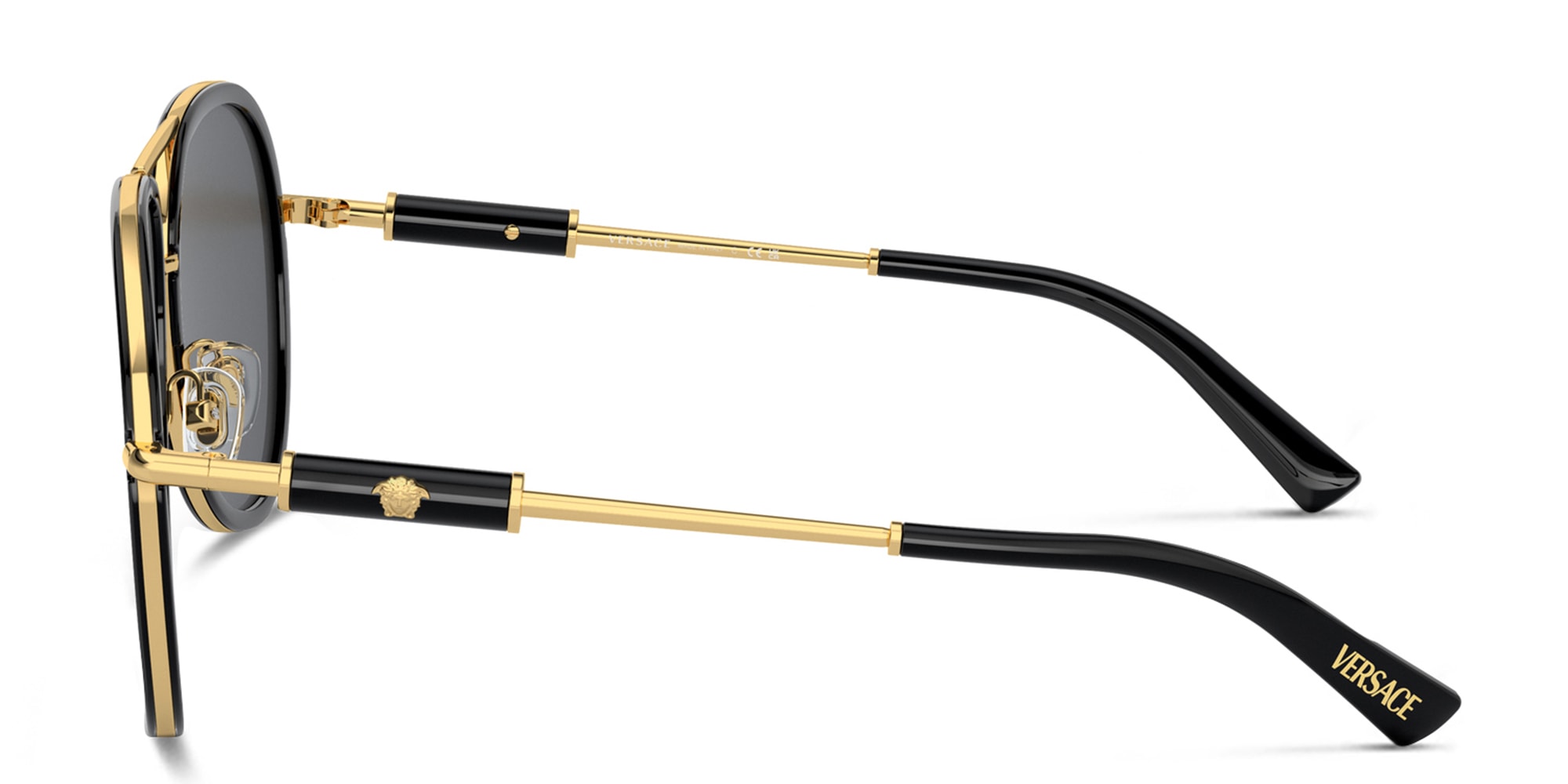 Shop VERSACE Unisex Pilot Sunglasses in Black online.