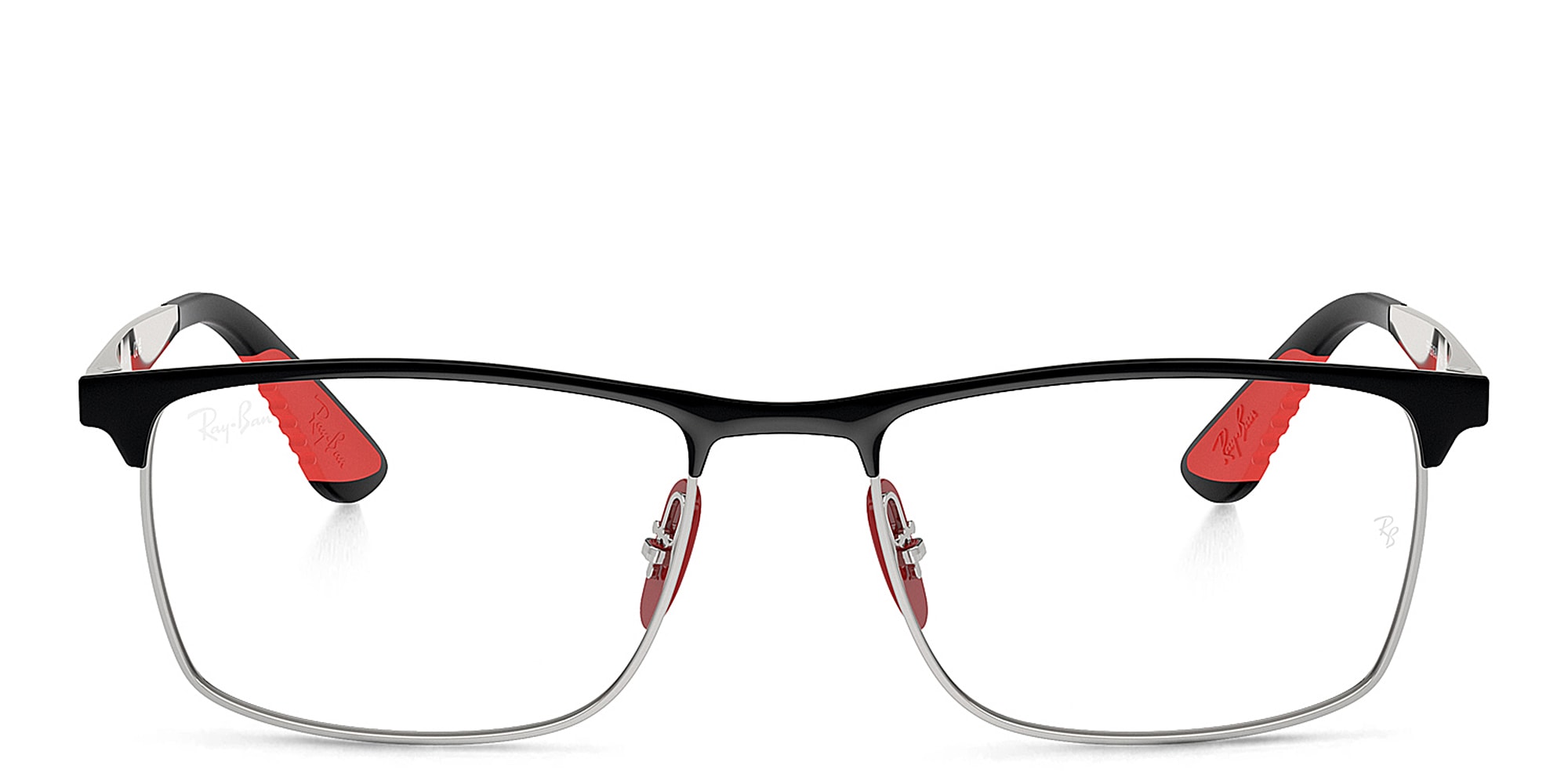Shop Ray-Ban Unisex Wide Rectangle Eyeglasses in Black On Silver online.