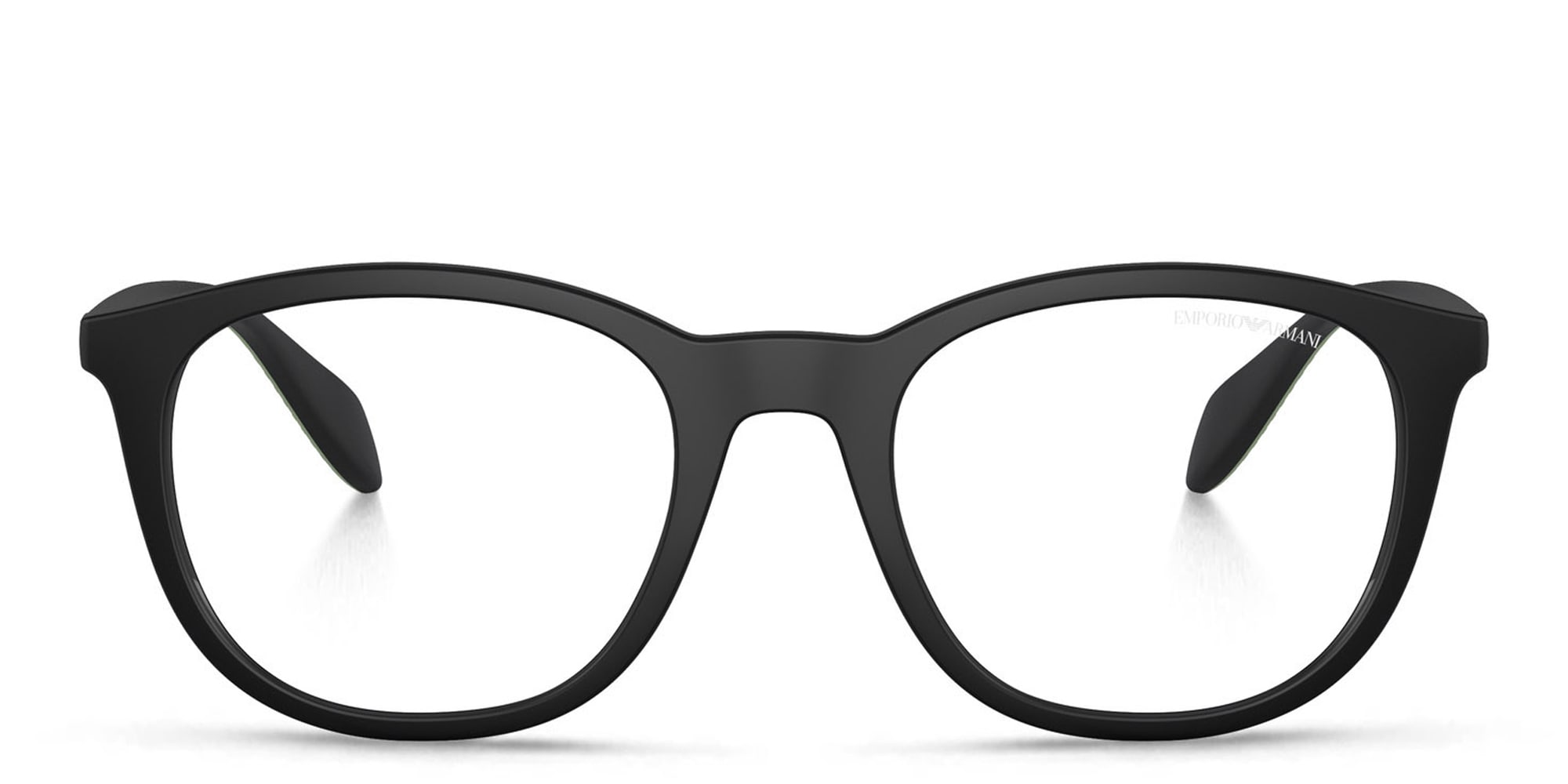 Shop Emporio Armani Round Eyeglasses in Black online.
