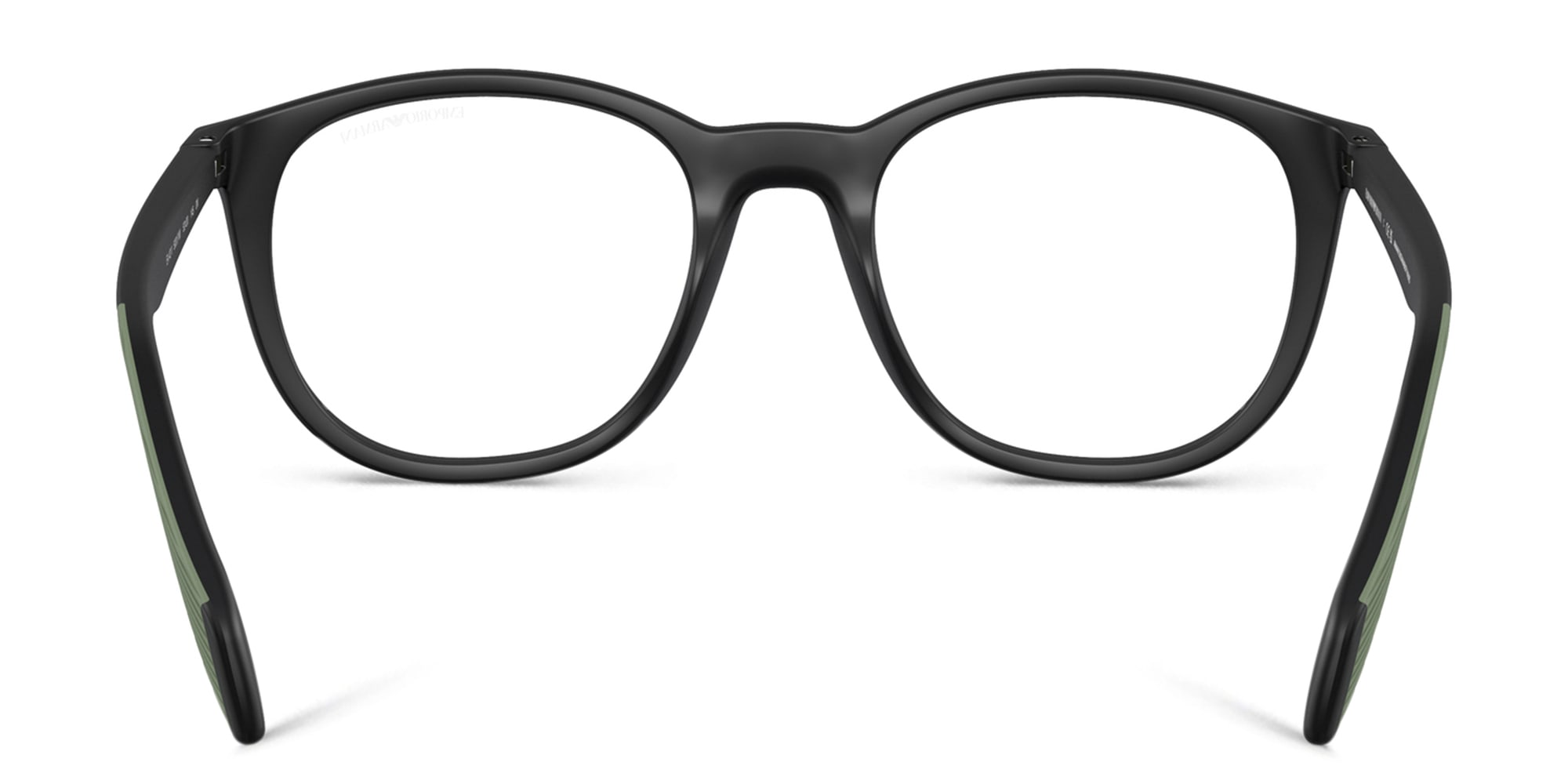 Shop Emporio Armani Round Eyeglasses in Black online.