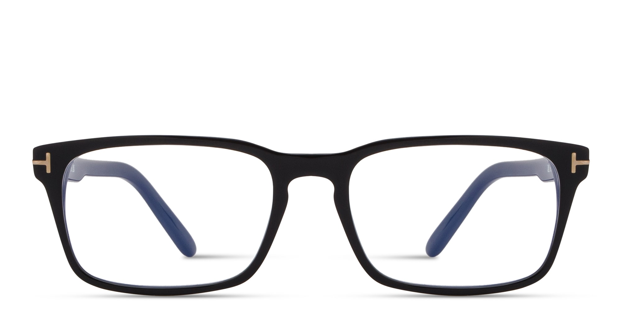 Shop TOM FORD Logo Rectangle Eyeglasses in Shiny Black online.