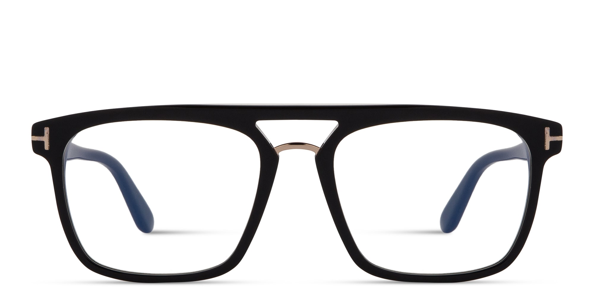 Shop TOM FORD Logo Square Eyeglasses in Shiny Black online.