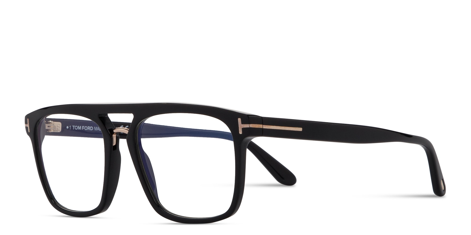 Shop TOM FORD Logo Square Eyeglasses in Shiny Black online.
