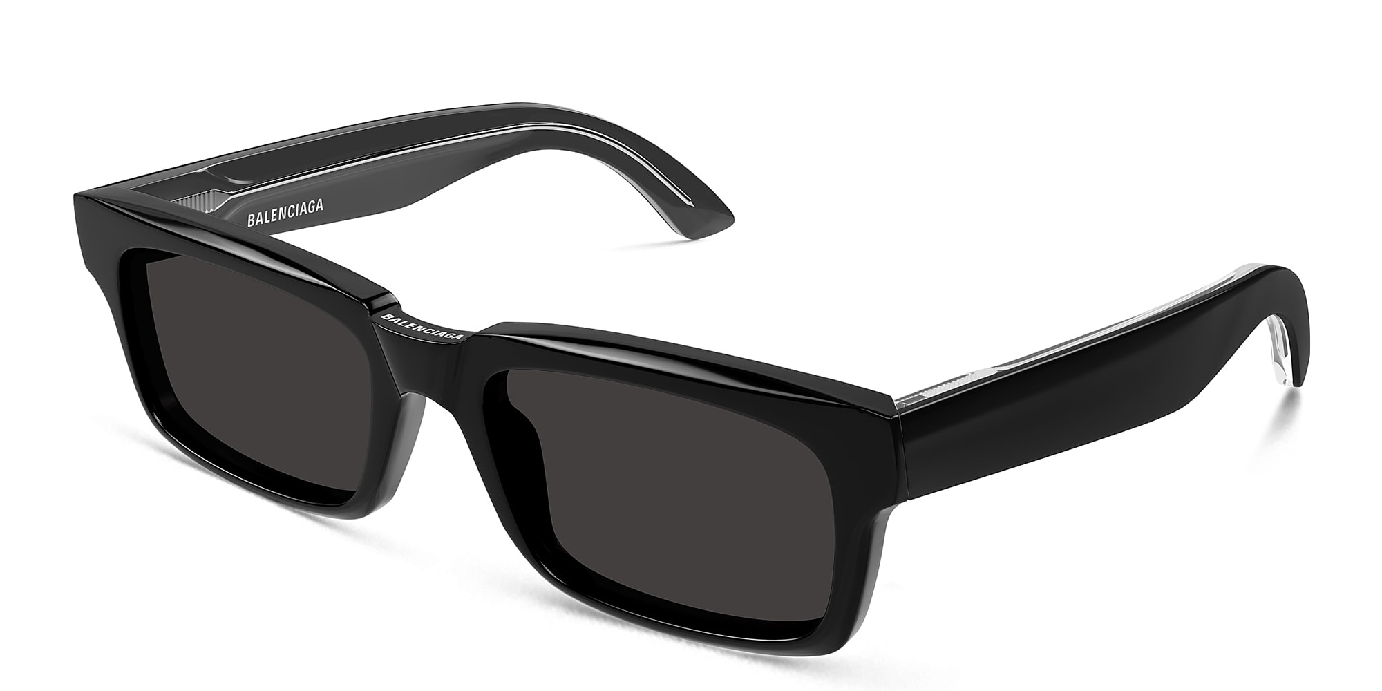 Shop BALENCIAGA Everyday Rectangle Sunglasses in Black online.