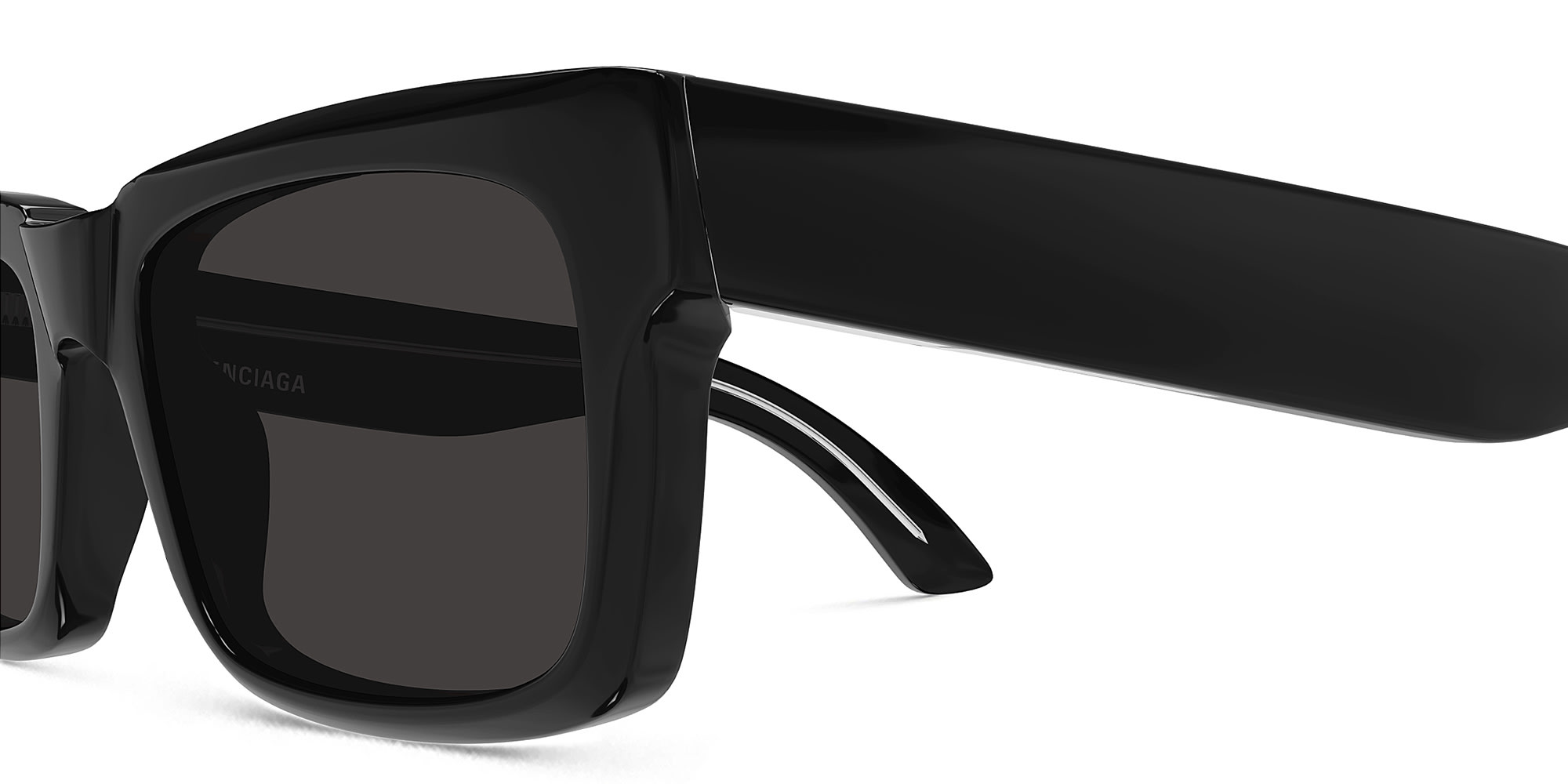 Shop BALENCIAGA Everyday Rectangle Sunglasses in Black online.