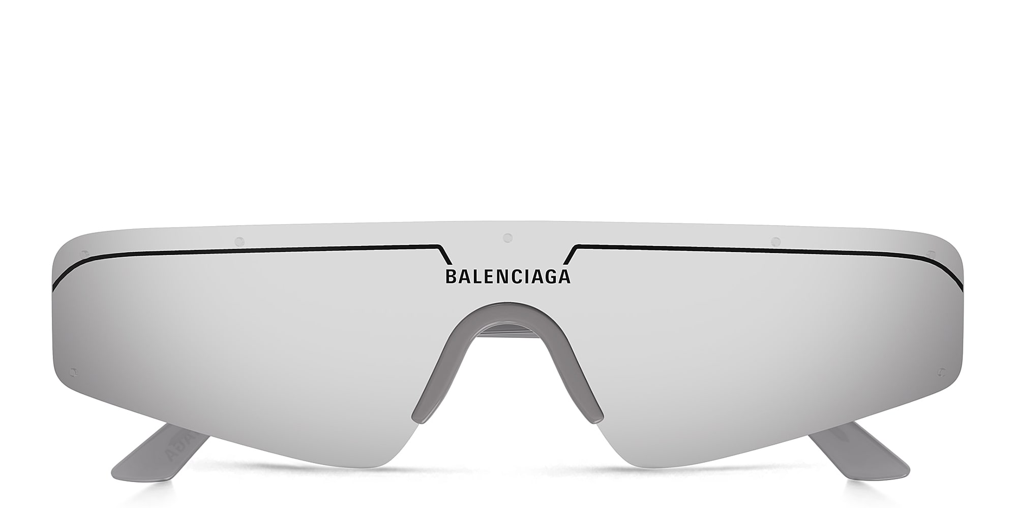 Shop BALENCIAGA Ski Unisex Wide Rimless Mask Sunglasses in Grey online.