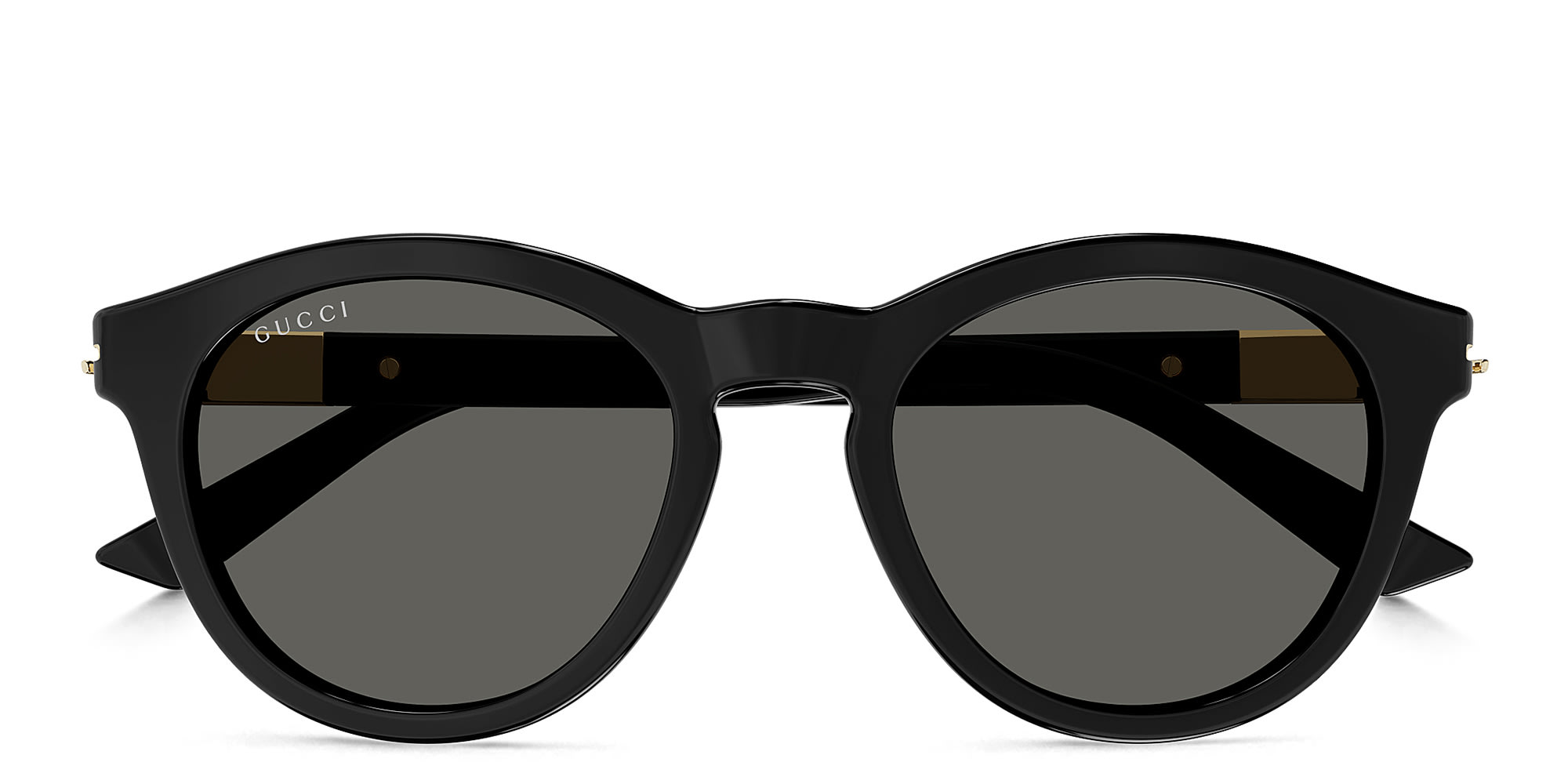 Shop GUCCI Web Ingot Round Sunglasses in Black online.