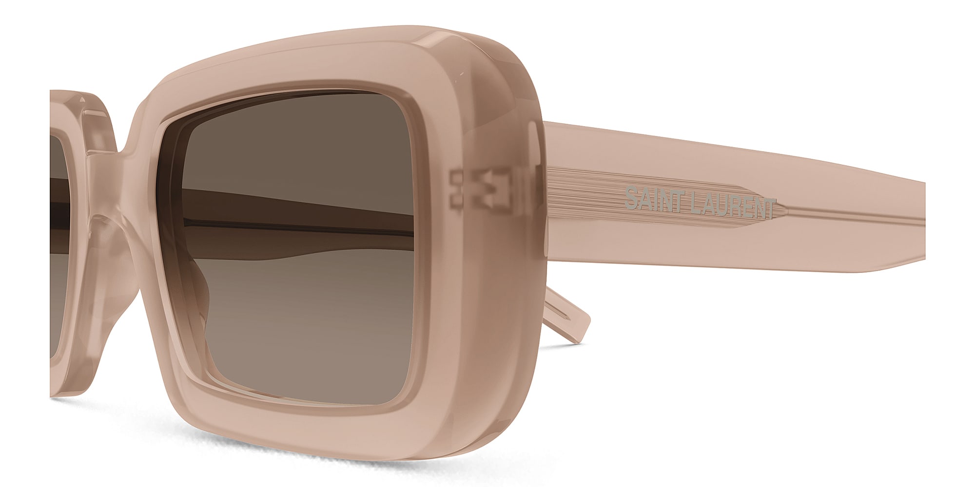Shop SAINT LAURENT Sunrise Unisex Rectangle Sunglasses in Orange online.