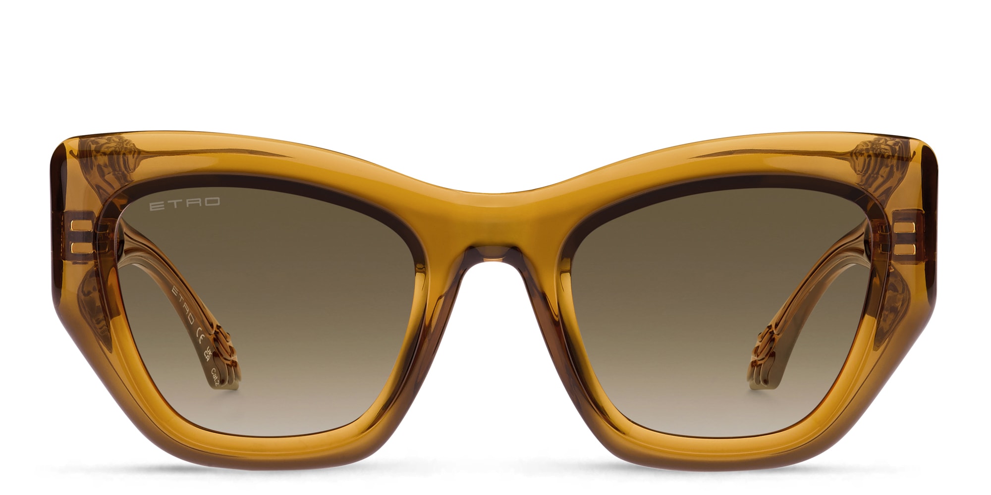 Shop ETRO Paisley Rectangle Sunglasses in Amber Gold online.