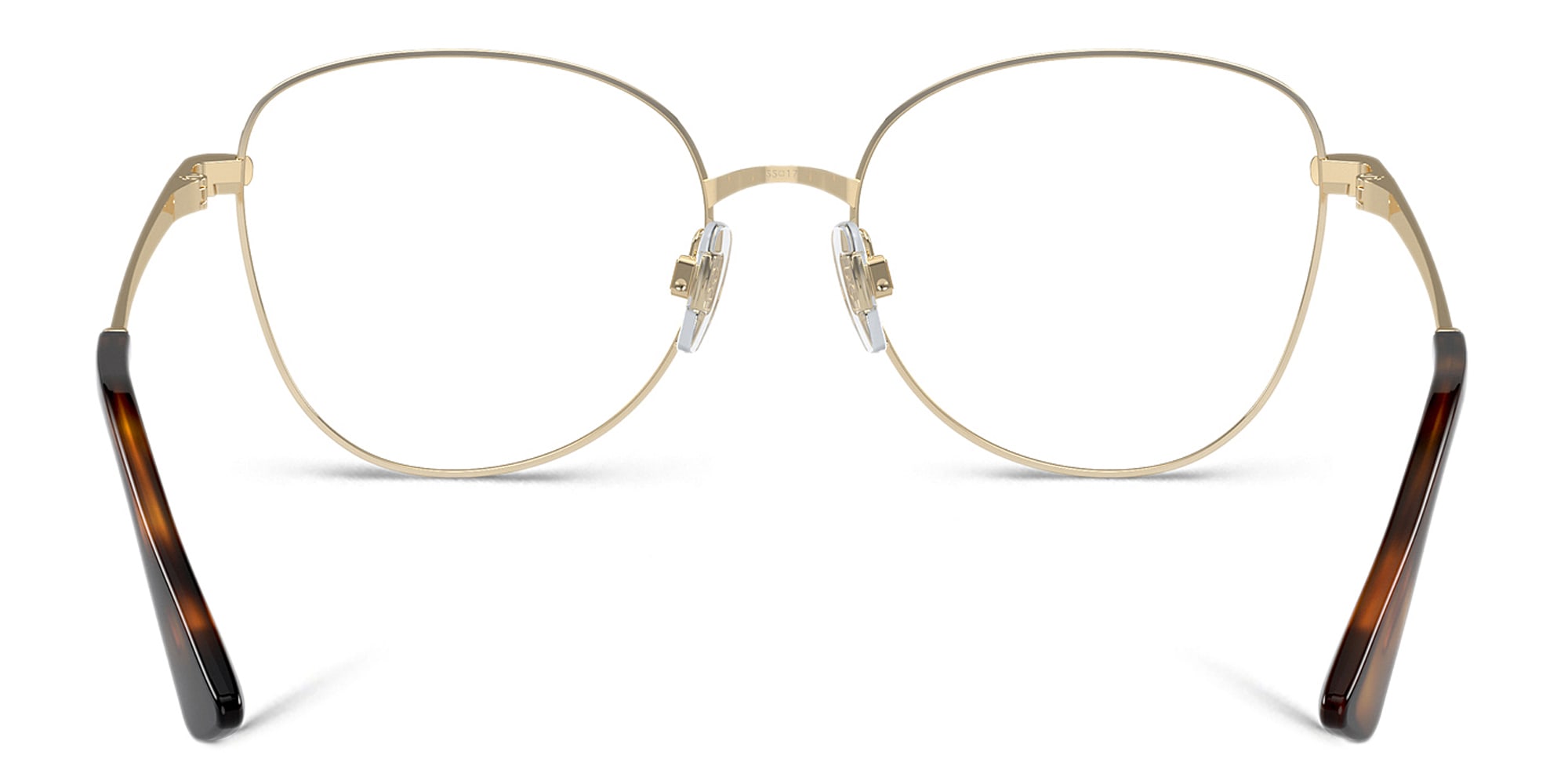 Shop Dolce & Gabbana Logo Wide Butterfly Eyeglasses in Light Gold online.