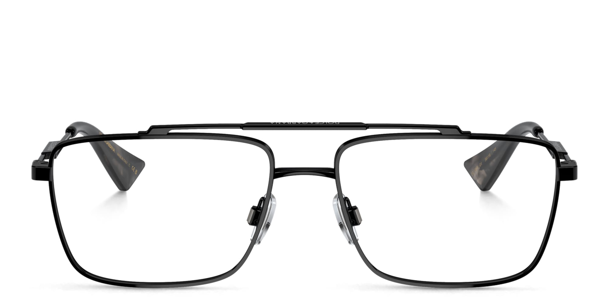 Shop Dolce & Gabbana Logo Wide Rectangle Eyeglasses in Black online.