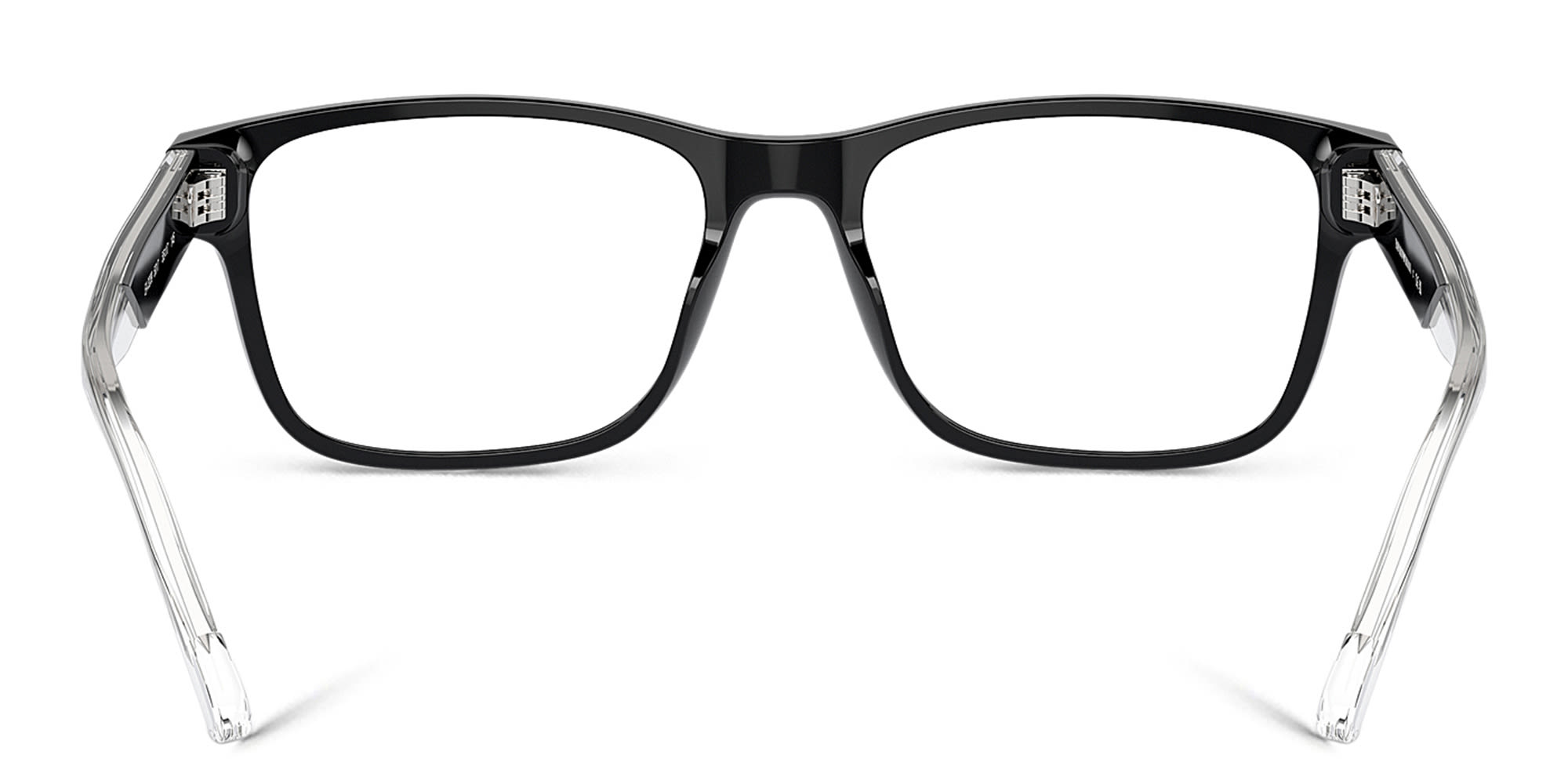 Shop Emporio Armani Logo Wide Rectangle Eyeglasses in Black online.
