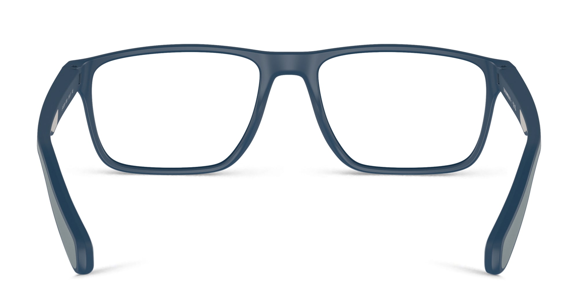 Shop Emporio Armani Logo Wide Rectangle Eyeglasses in Matte Blue online.