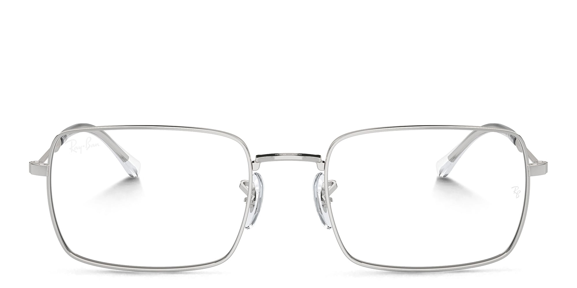 Shop Ray-Ban Optics Unisex Rectangle Eyeglasses in Silver online.