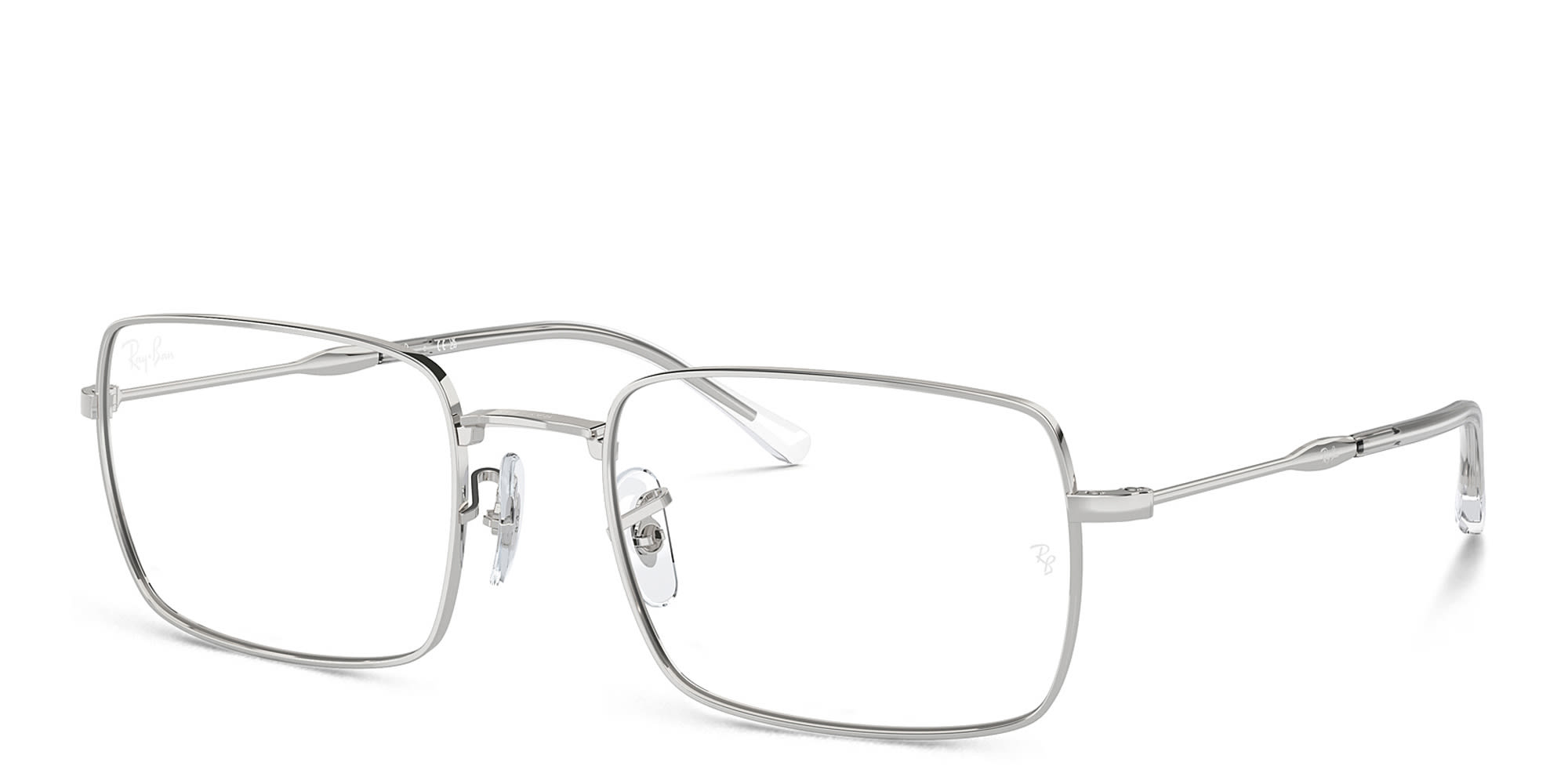 Shop Ray-Ban Optics Unisex Rectangle Eyeglasses in Silver online.