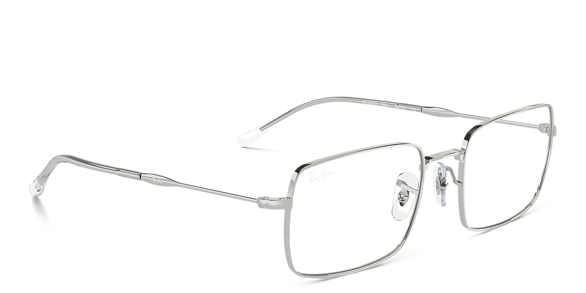 Shop Ray-Ban Optics Unisex Rectangle Eyeglasses in Silver online.