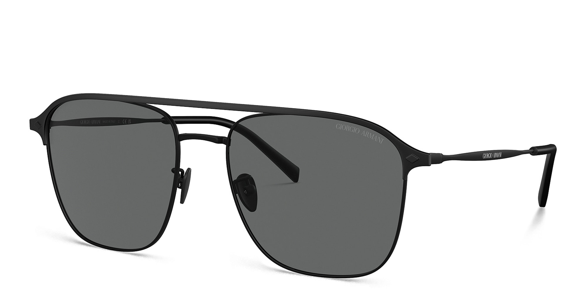 Shop GIORGIO ARMANI Logo Square Sunglasses in Matte Black online.