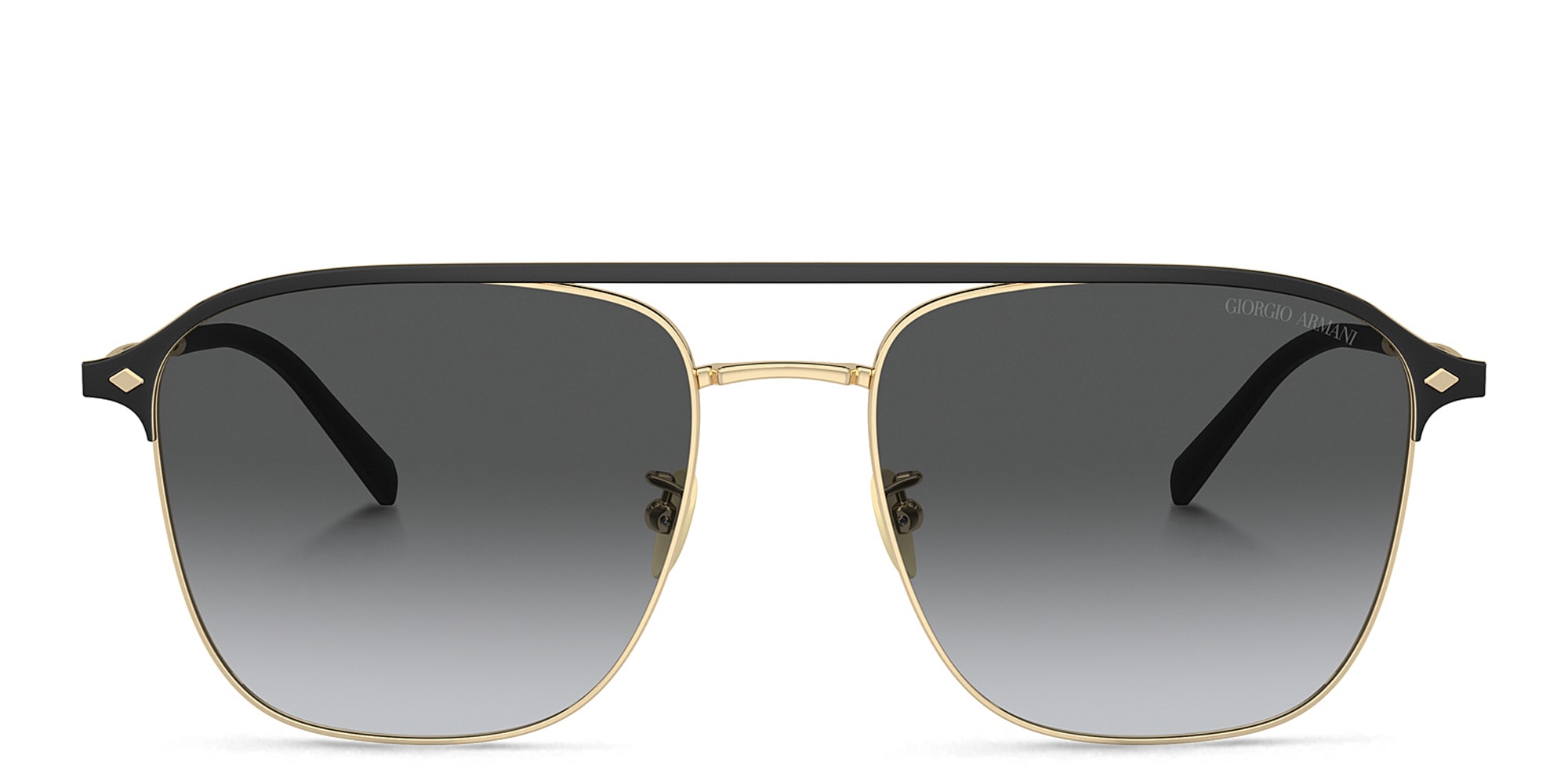 Shop GIORGIO ARMANI Logo Square Sunglasses in Gold online.