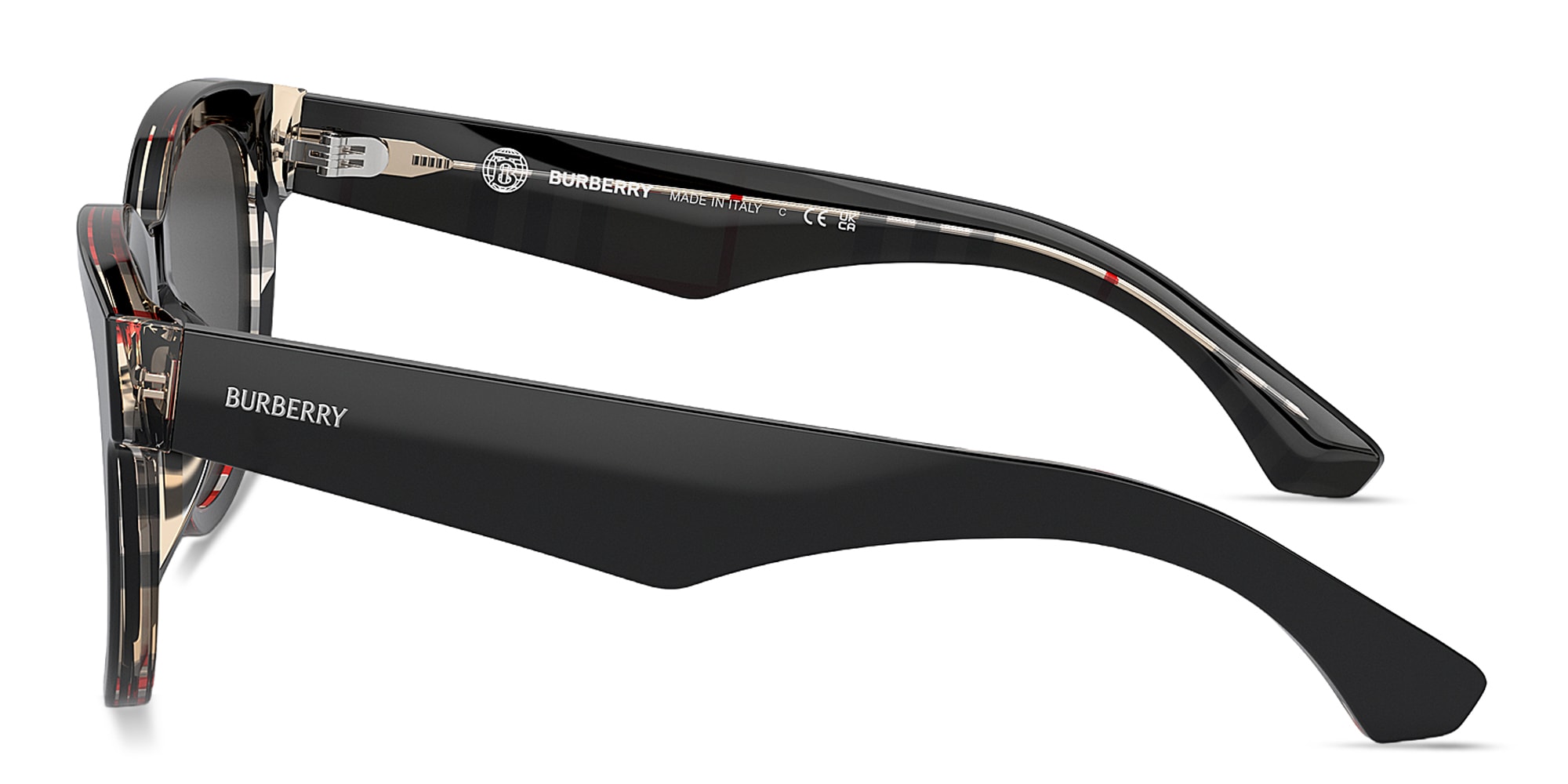 Shop BURBERRY Logo Print Panthos Sunglasses in Black online.