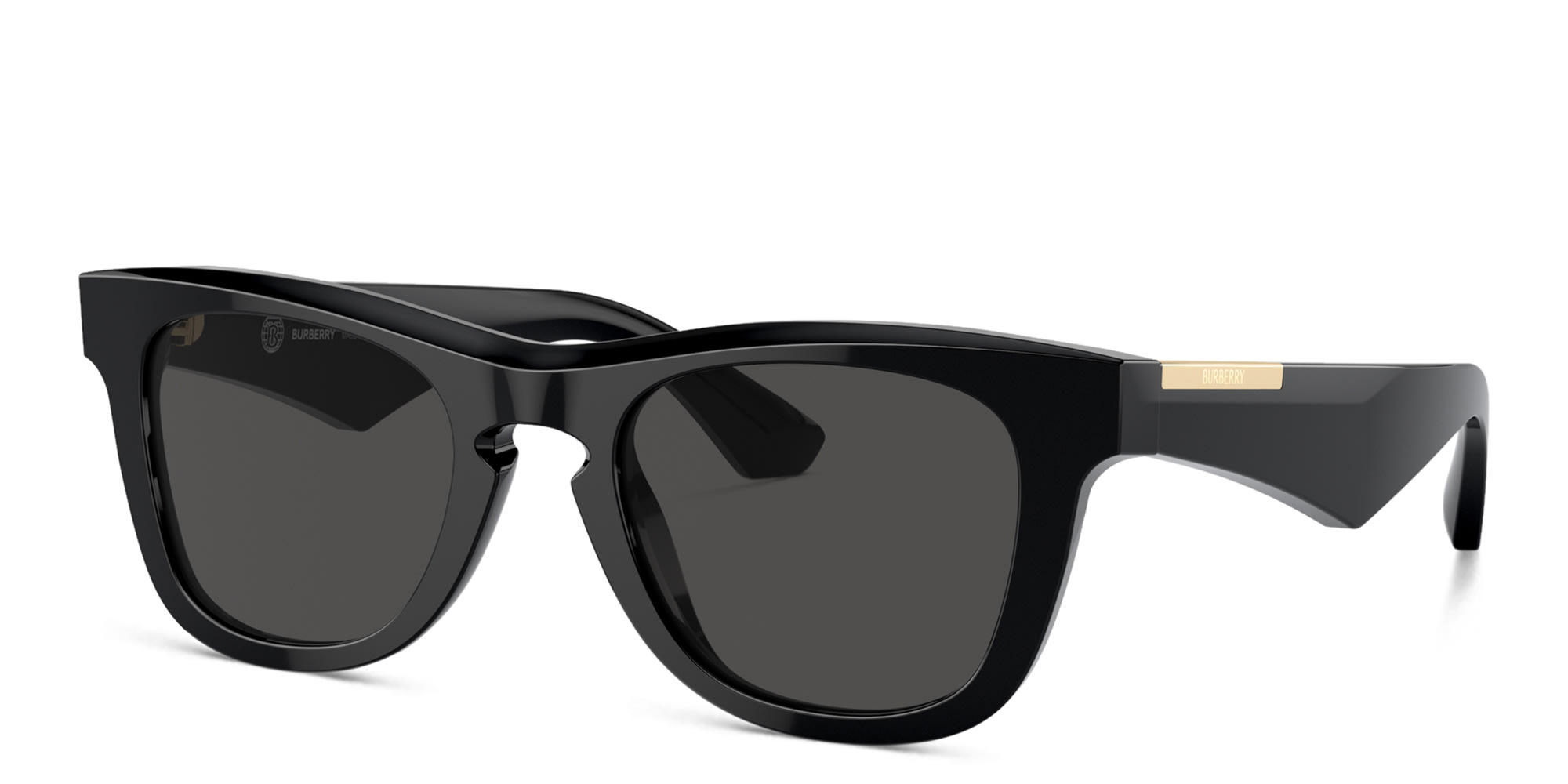 Shop BURBERRY Logo Square Sunglasses in Black online.