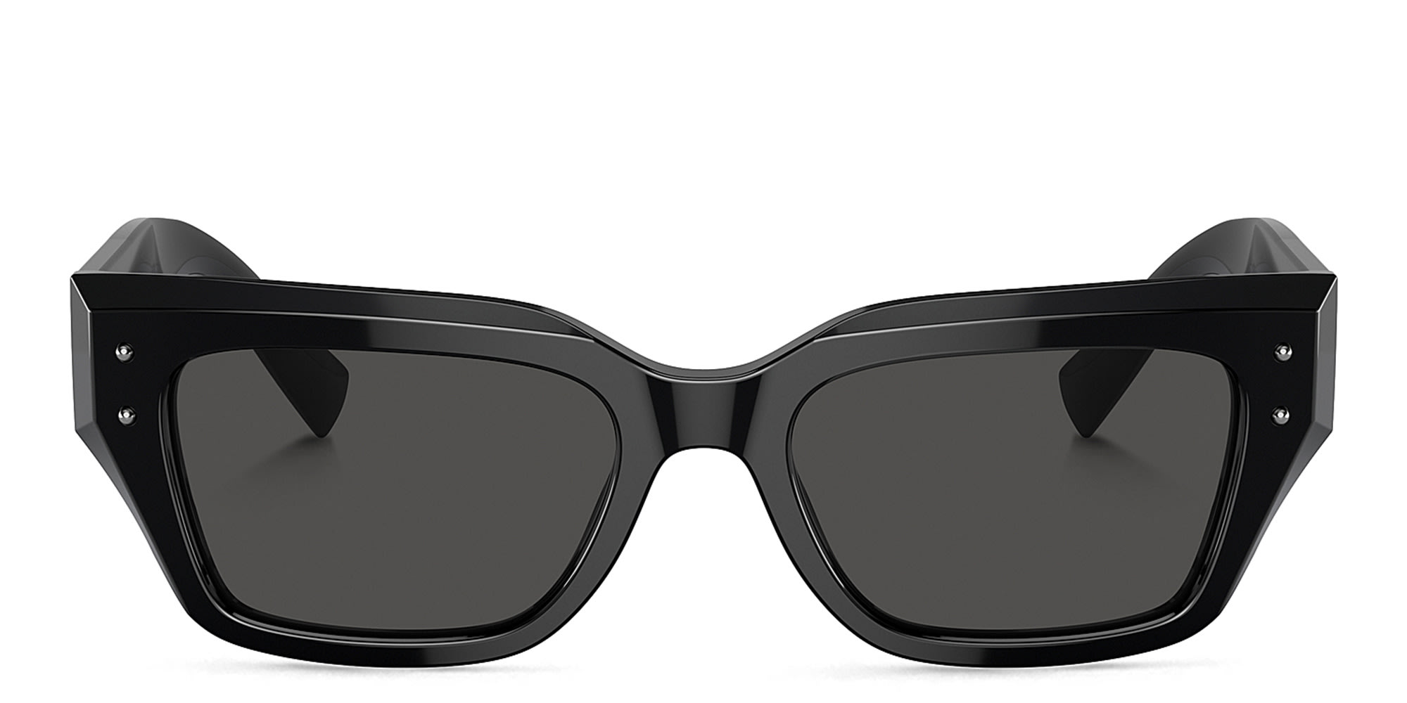 Shop Dolce & Gabbana Logo Rectangle Sunglasses in Black online.
