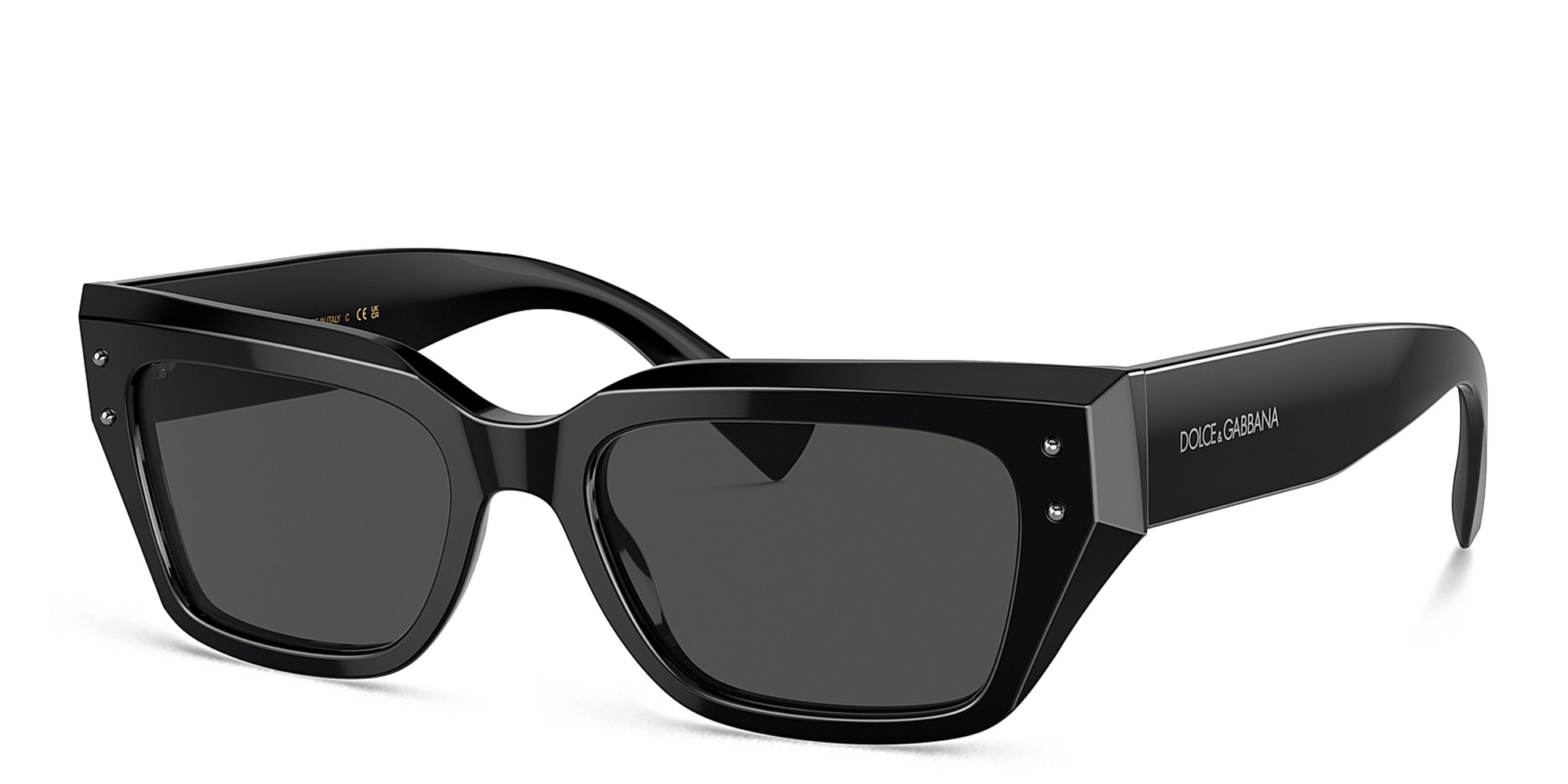 Shop Dolce & Gabbana Logo Rectangle Sunglasses in Black online.