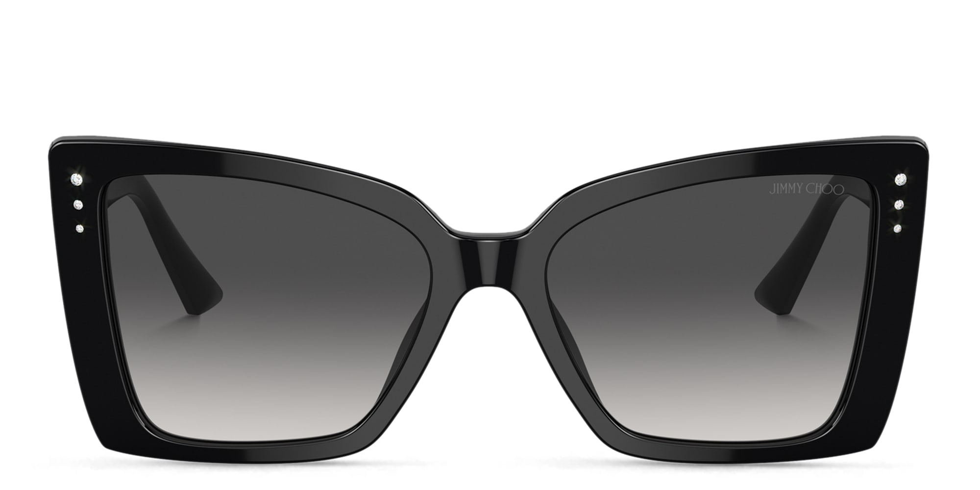 Shop JIMMY CHOO Rhinestone-Embellished Oversized Cat-Eye Sunglasses in Black online.