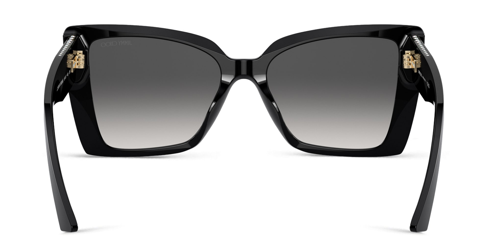 Shop JIMMY CHOO Rhinestone-Embellished Oversized Cat-Eye Sunglasses in Black online.