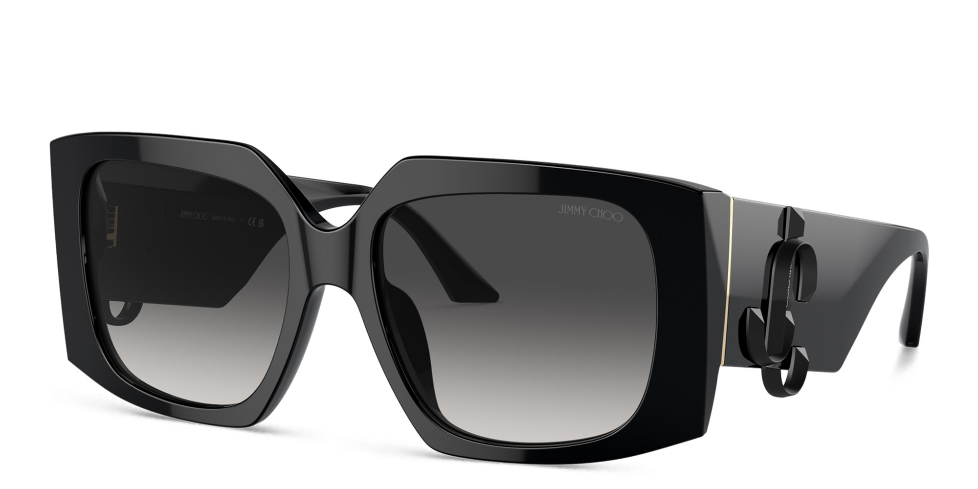 Shop JIMMY CHOO JC Motif Square Sunglasses in Black online.