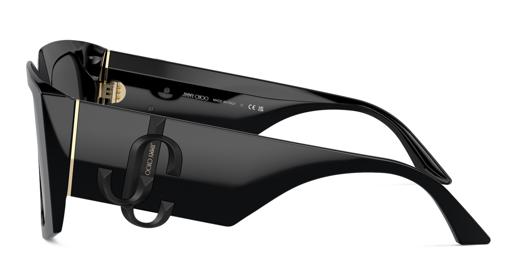 Shop JIMMY CHOO JC Motif Square Sunglasses in Black online.