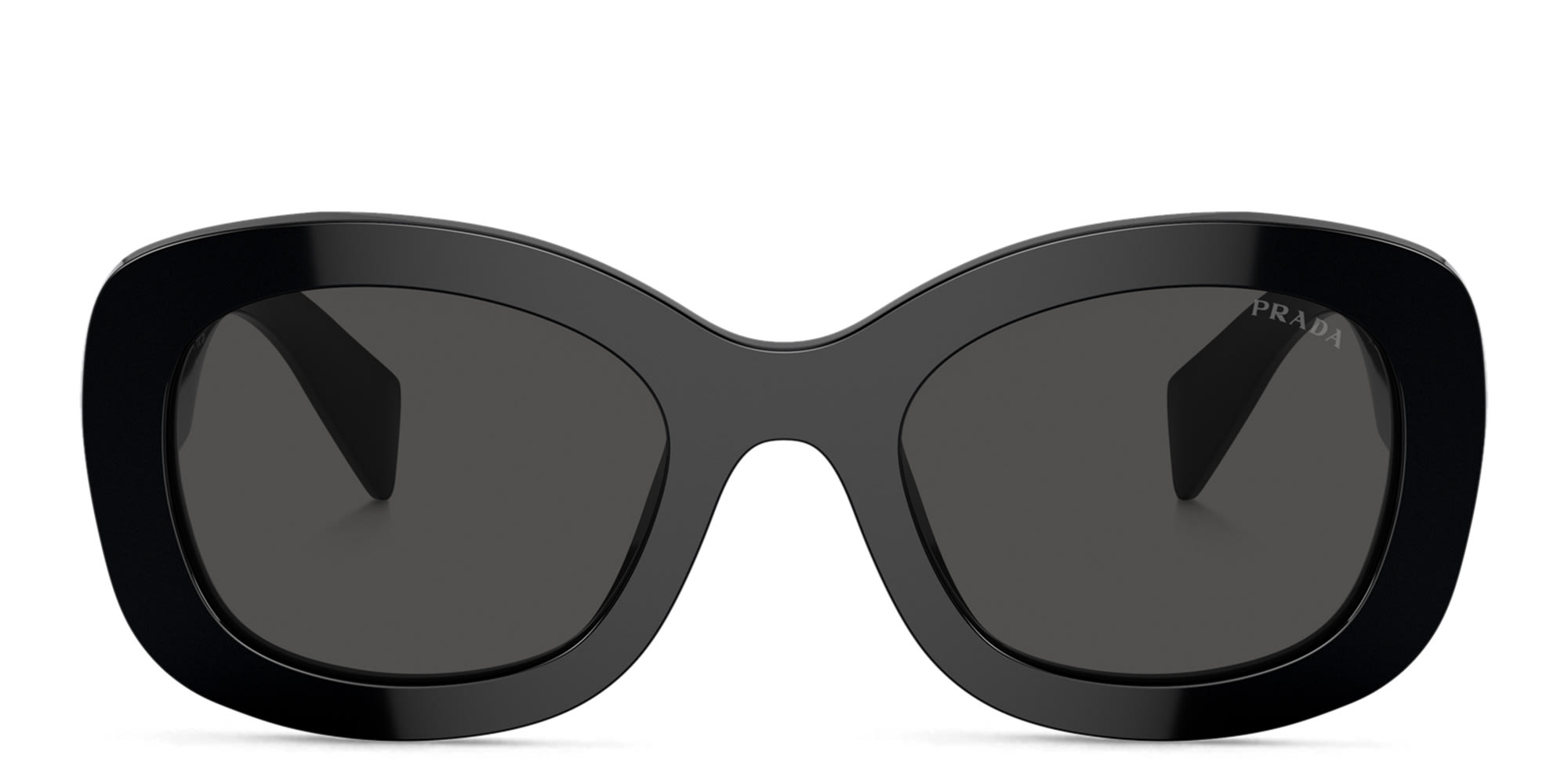 Shop PRADA Logo Oval Sunglasses in Black online.