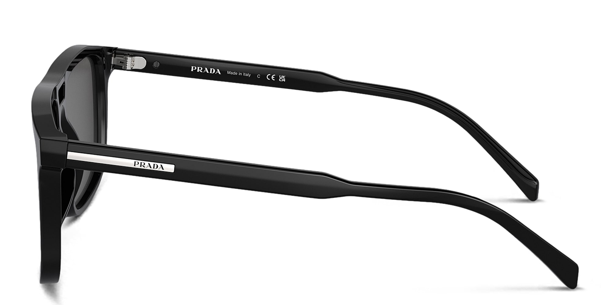 Shop PRADA Logo Rectangle Sunglasses in Black online.