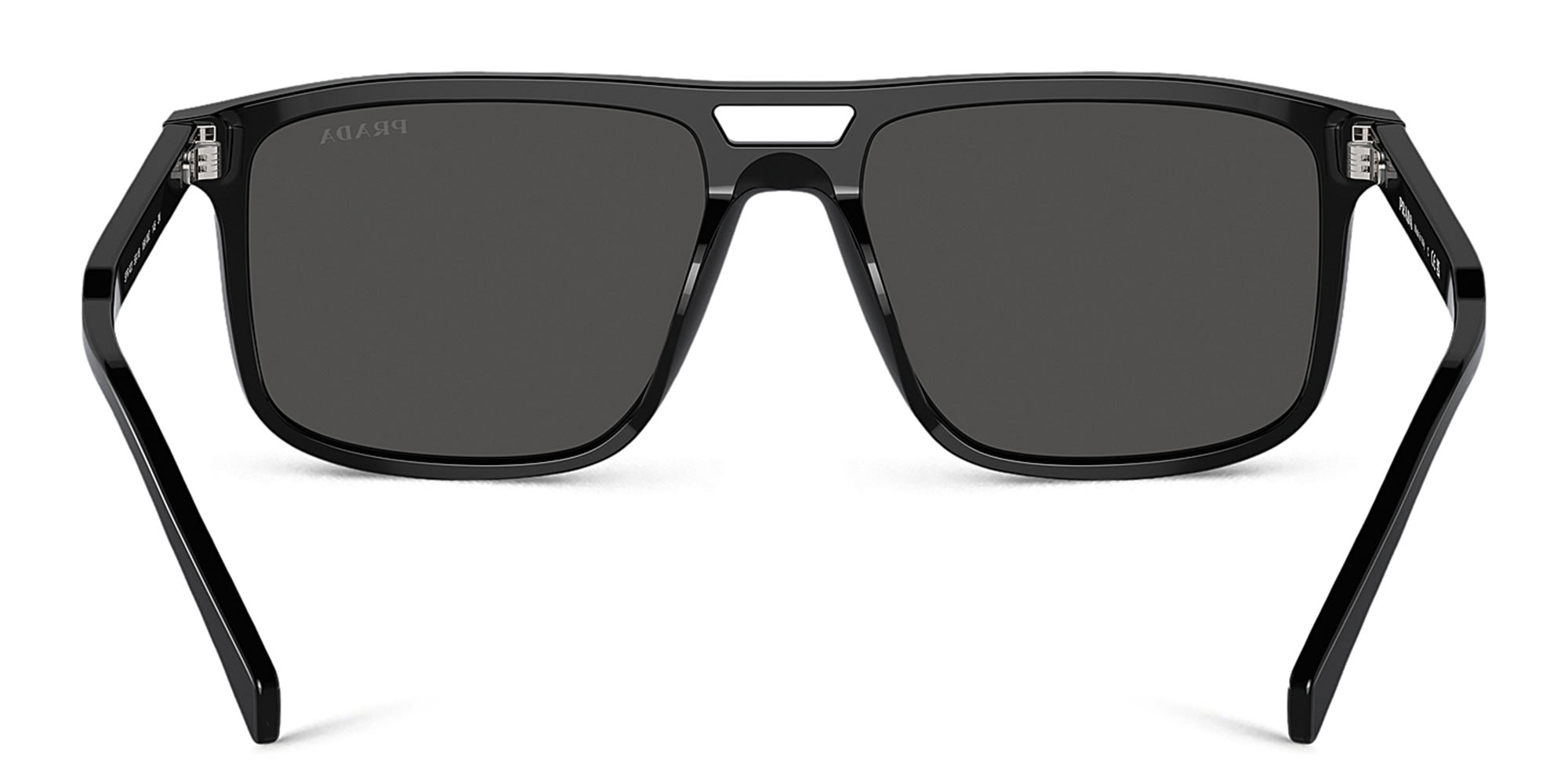 Shop PRADA Logo Rectangle Sunglasses in Black online.